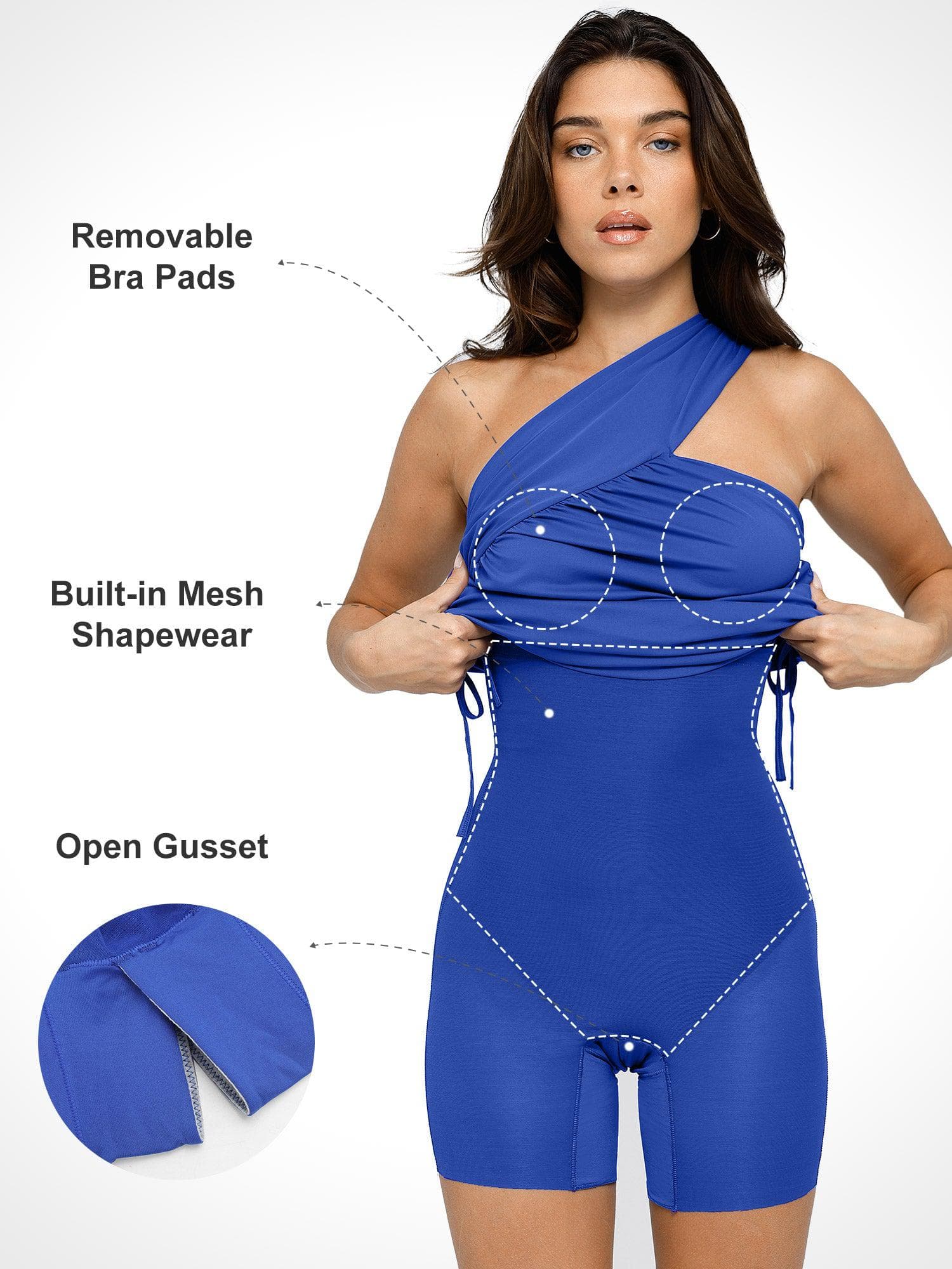 Popilush Bluetag Cooling Shapewear One-Shoulder Ruched Bodycon Dress - Image 10