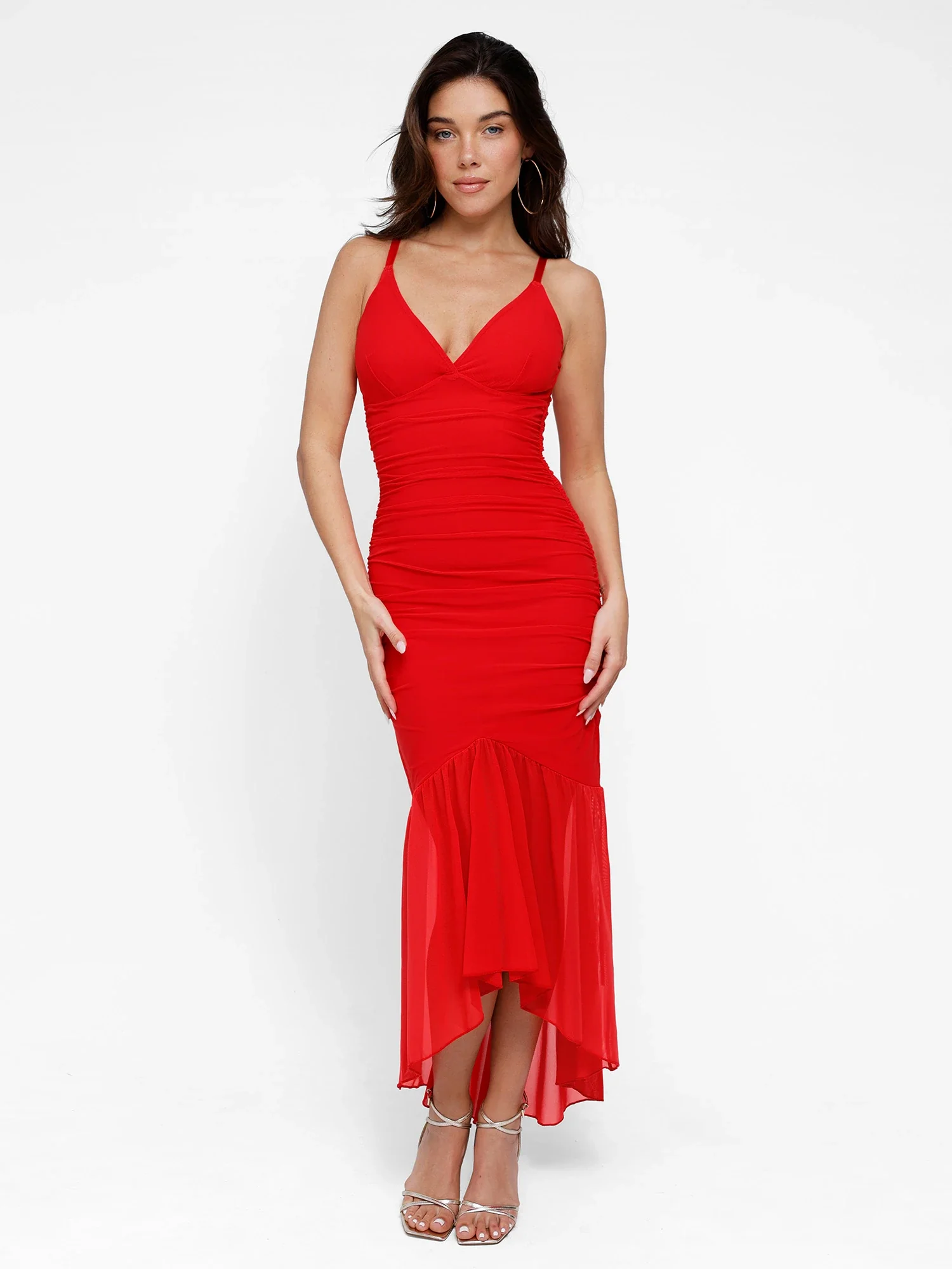 Popilush Shapewear Bluetag Cooling Ruched Mesh Bodycon Maxi Dress - Image 10