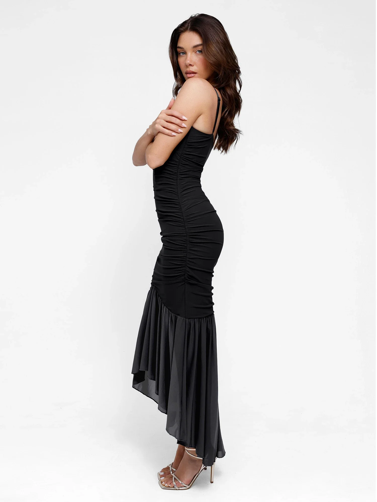 Popilush Shapewear Bluetag Cooling Ruched Mesh Bodycon Maxi Dress - Image 2