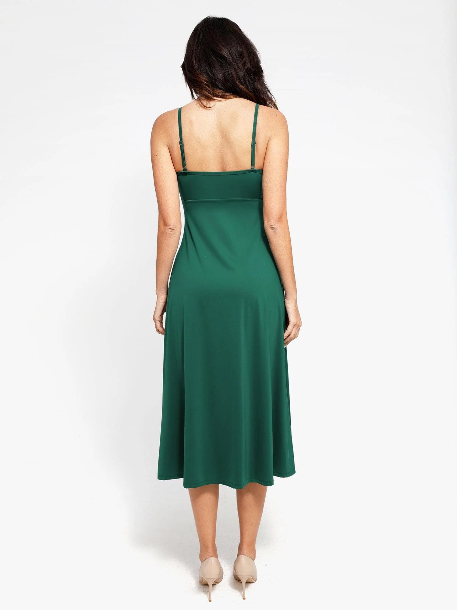 Popilush Shapewear Built-In Sculpting A-Line Midi Slip Dress - Image 11