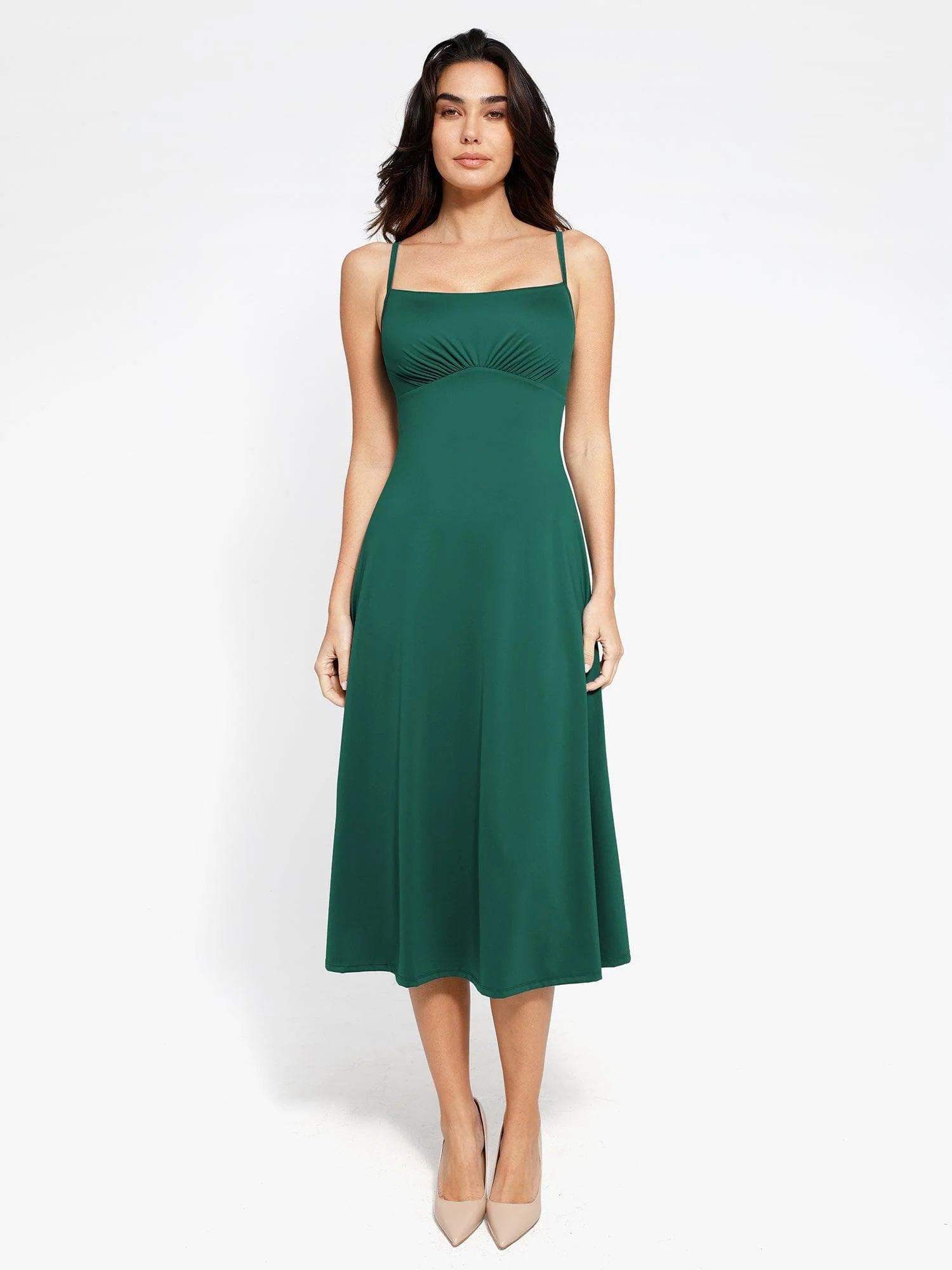 Popilush Shapewear Built-In Sculpting A-Line Midi Slip Dress - Image 8