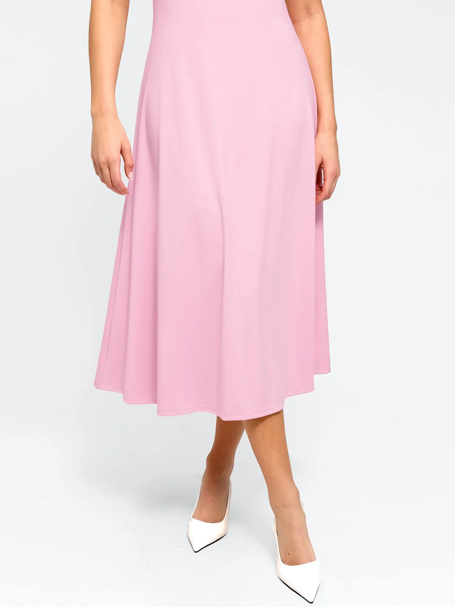 Popilush Shapewear Flutter Sleeve Sculpting A-Line Midi Dress - Image 8