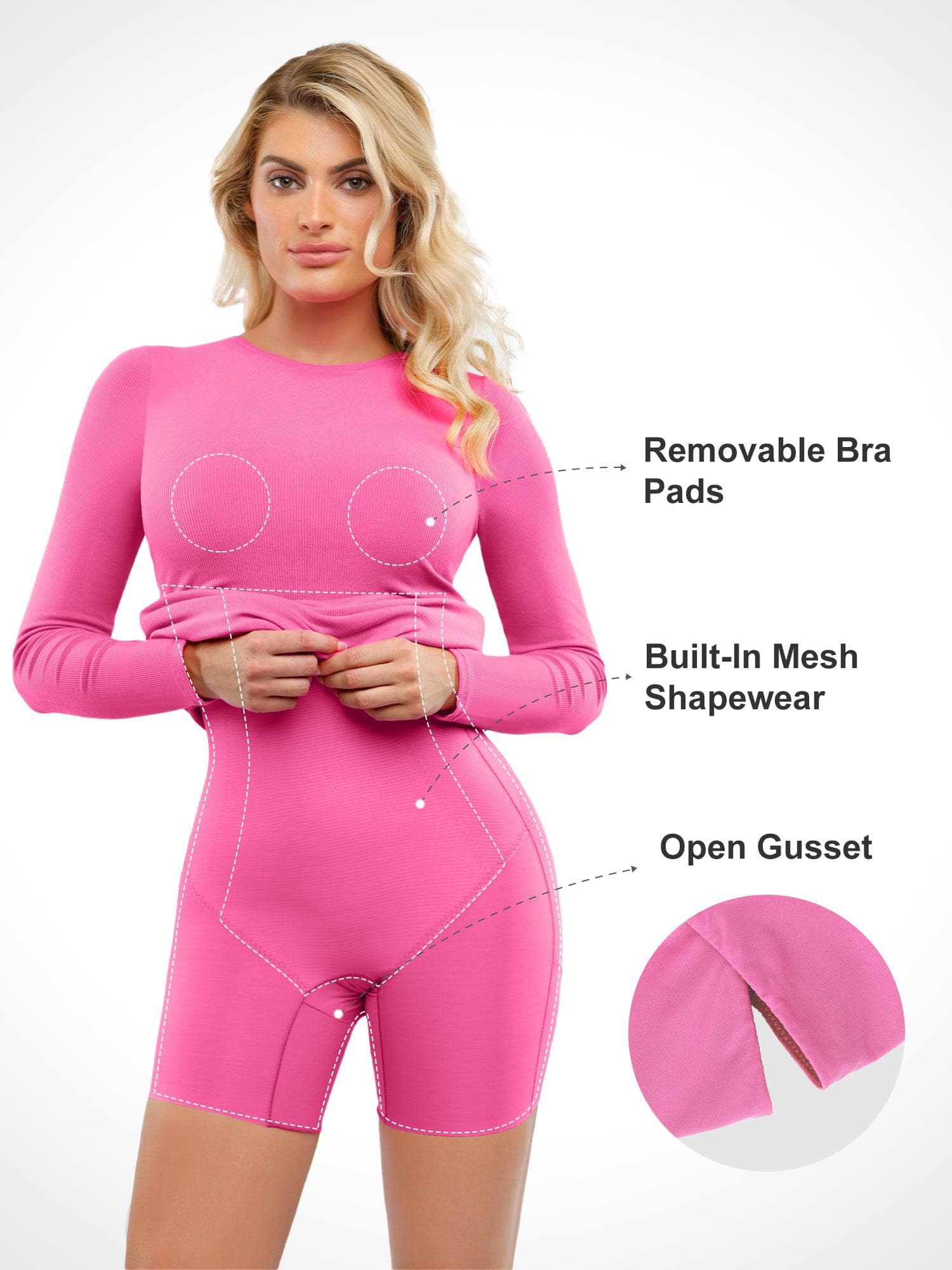 Popilush Shapewear Modal Long Sleeve Crew Neck Slimming Midi Dress - Image 19