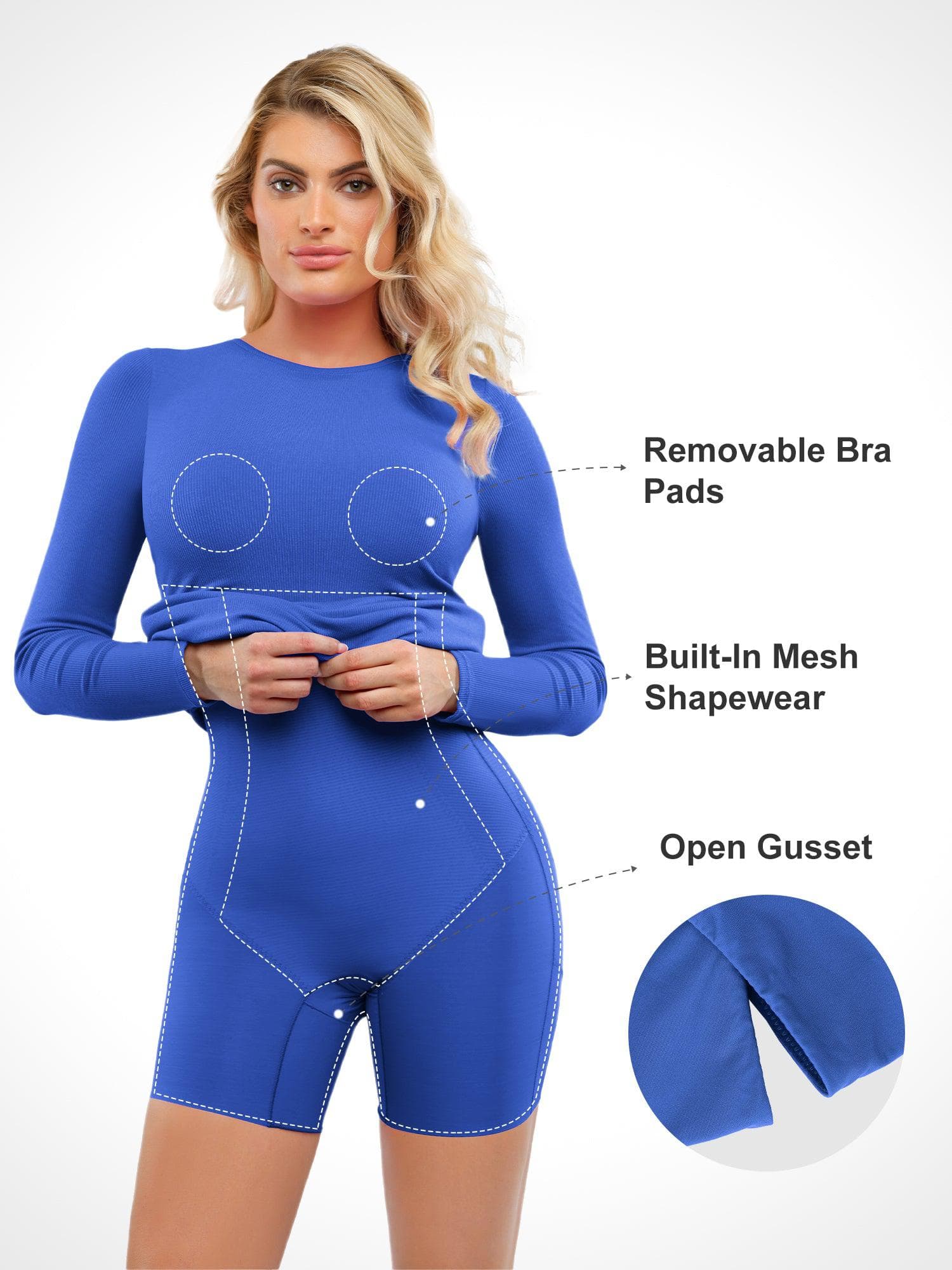 Popilush Shapewear Modal Long Sleeve Crew Neck Slimming Midi Dress - Image 8
