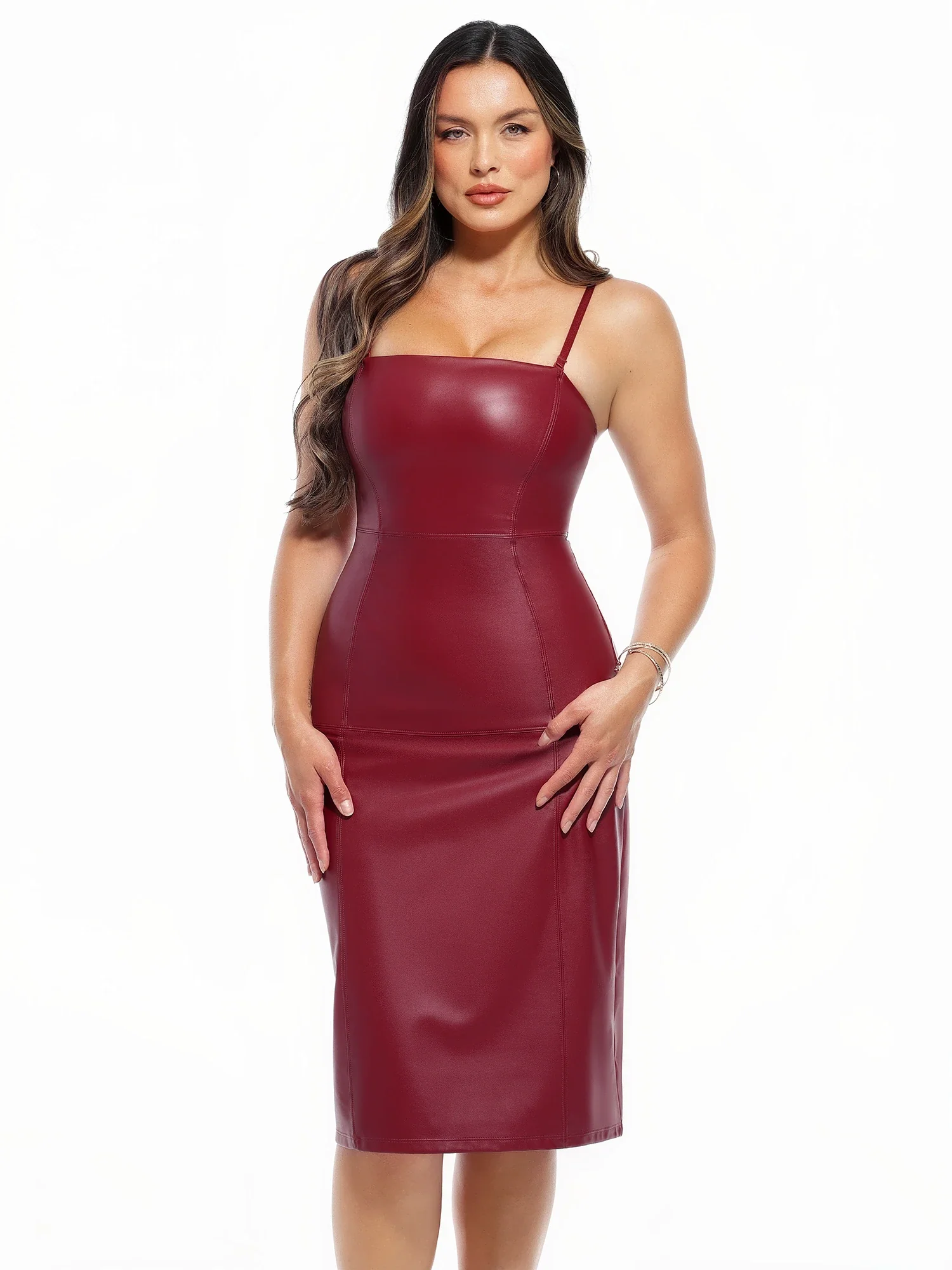 Popilush Dual-Wear Sculpting Faux Leather Dress - Image 18