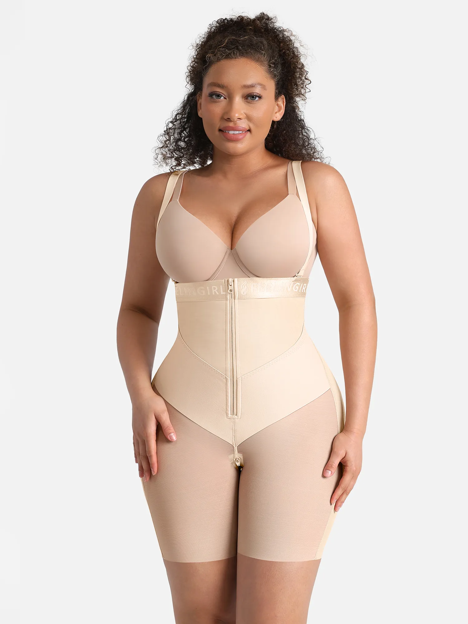 Feelingirl Wide V-neck Belt High-Waist Shaping Shorts - Image 11