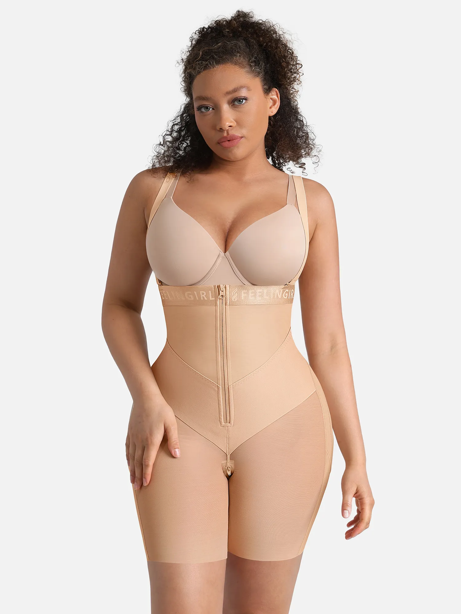 Feelingirl Wide V-neck Belt High-Waist Shaping Shorts - Image 18