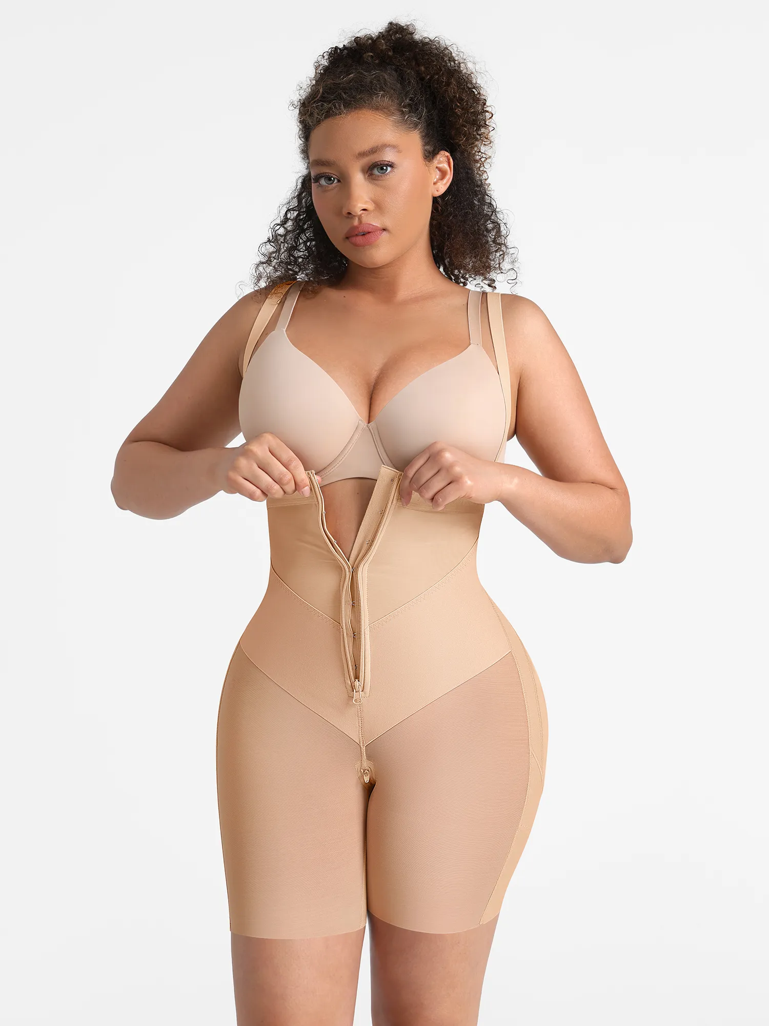 Feelingirl Wide V-neck Belt High-Waist Shaping Shorts - Image 20