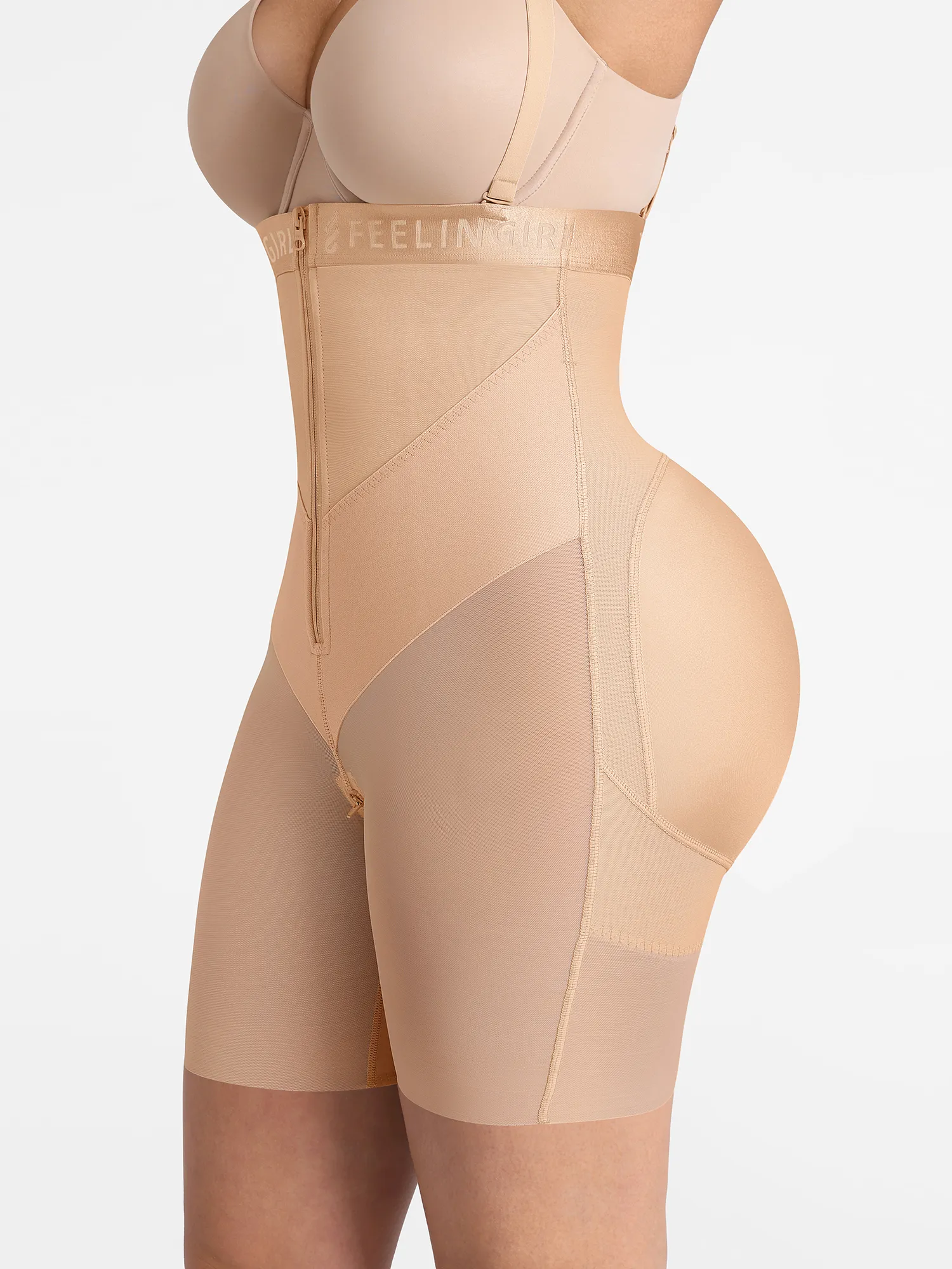 Feelingirl Wide V-neck Belt High-Waist Shaping Shorts - Image 22