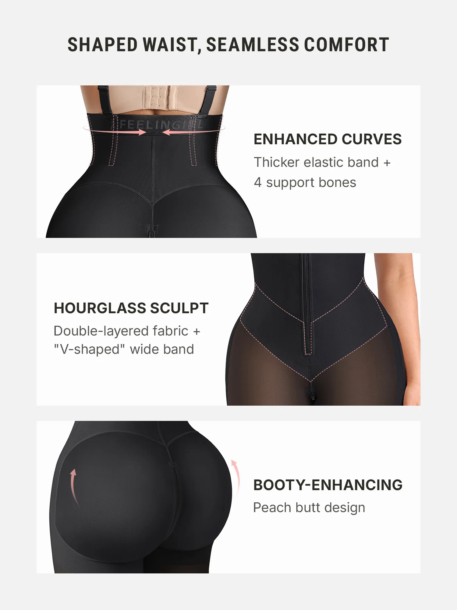 Feelingirl Wide V-neck Belt High-Waist Shaping Shorts - Image 4