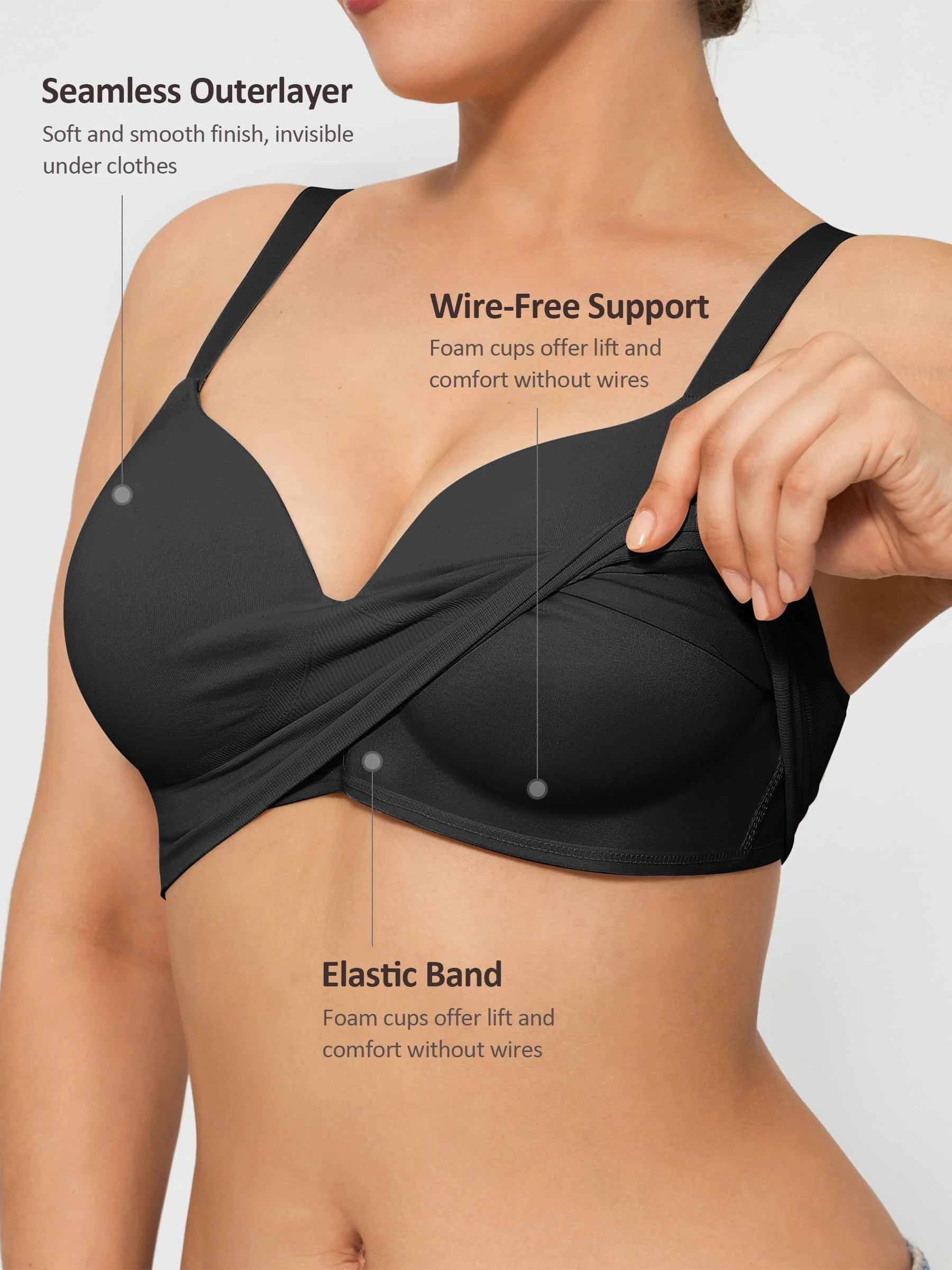 Feelingirl Wireless Push-Up Seamless Comfort Full Coverage Bra Bundle - Image 13