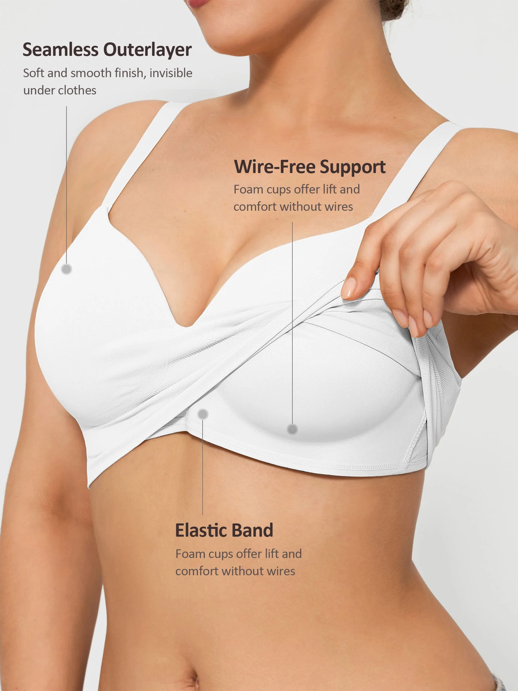 Feelingirl Wireless Push-Up Seamless Comfort Full Coverage Bra Bundle - Image 33