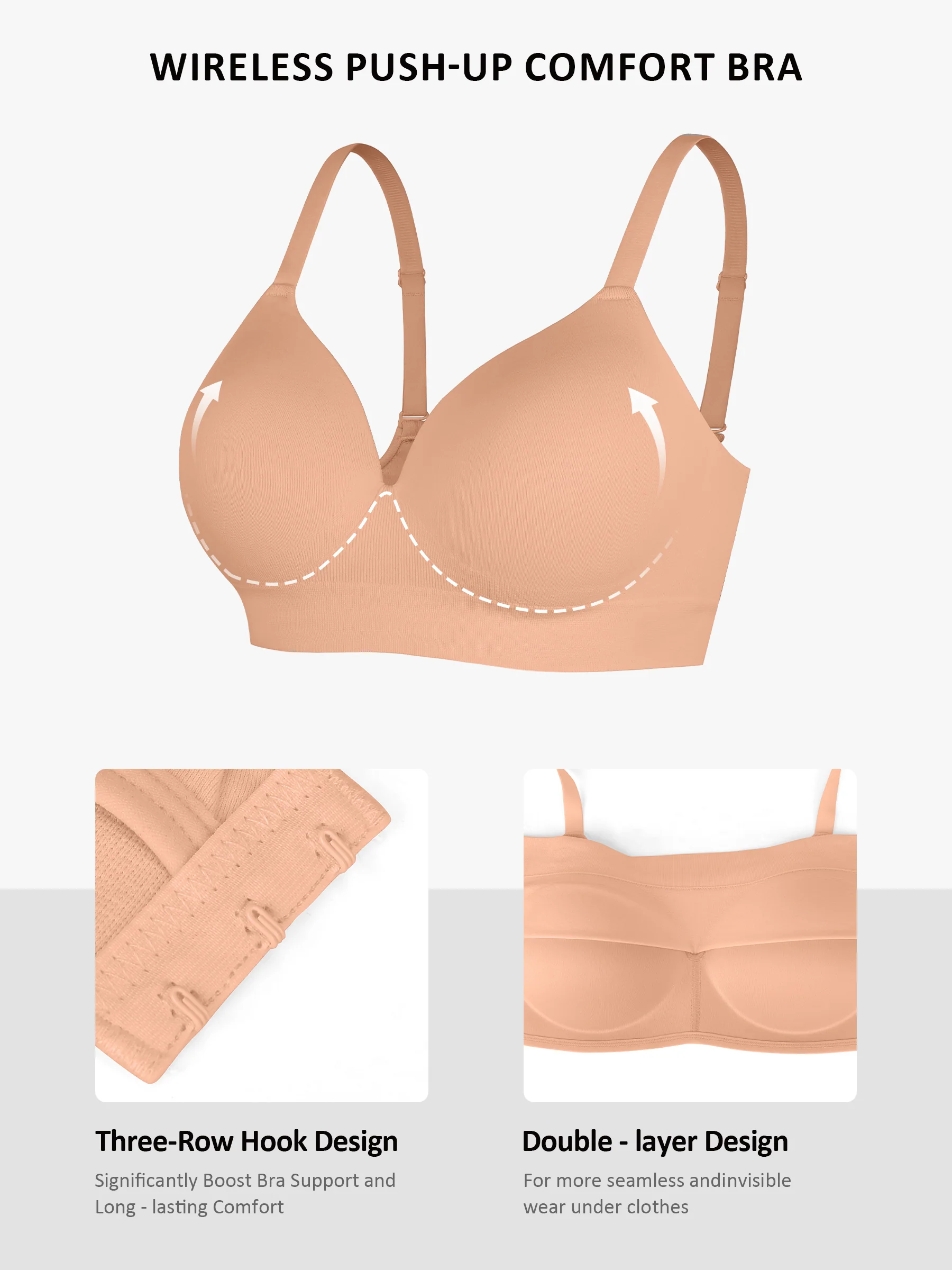 Feelingirl Wireless Push-Up Seamless Comfort Full Coverage Bra Bundle - Image 8