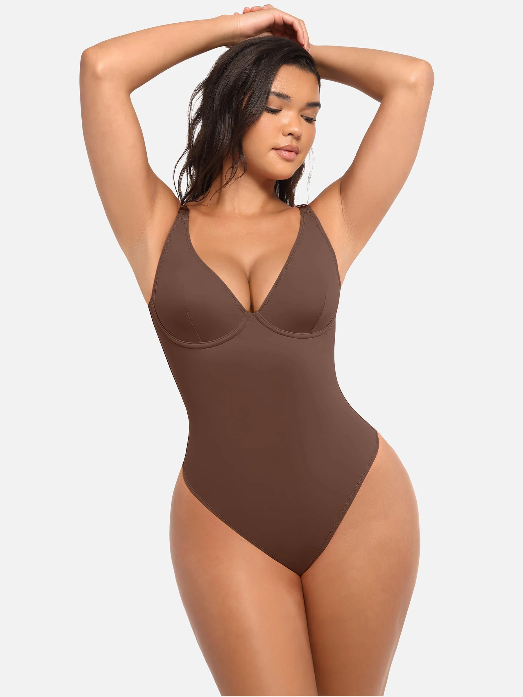 Feelingirl 2-Pack Deep V Neck Tummy Control Shapewear Bodysuit Bundle - Image 29