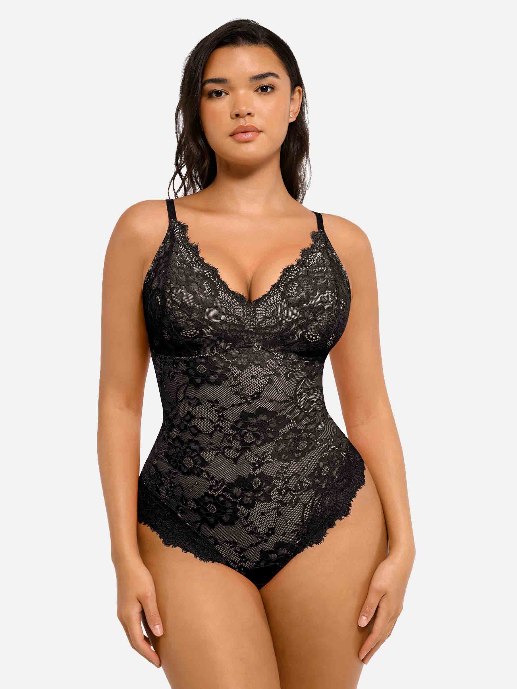 Feelingirl 2-Pack Lace V Neck Full Bodysuit Bundle - Image 10
