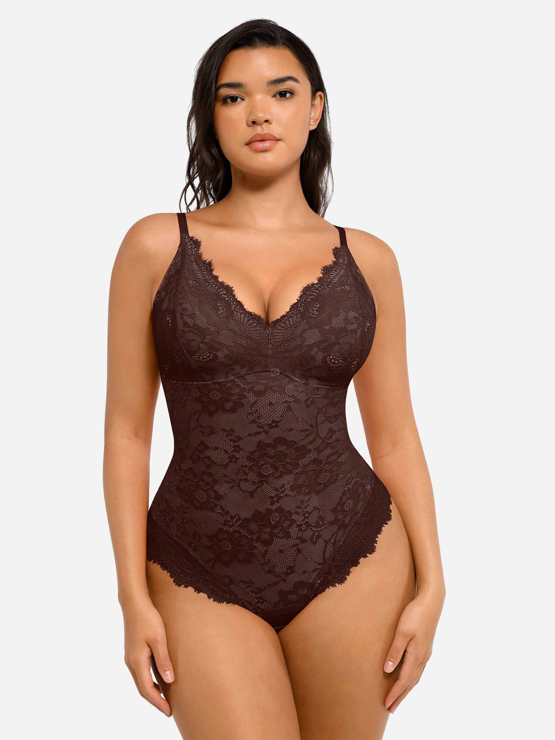 Feelingirl 2-Pack Lace V Neck Full Bodysuit Bundle - Image 12
