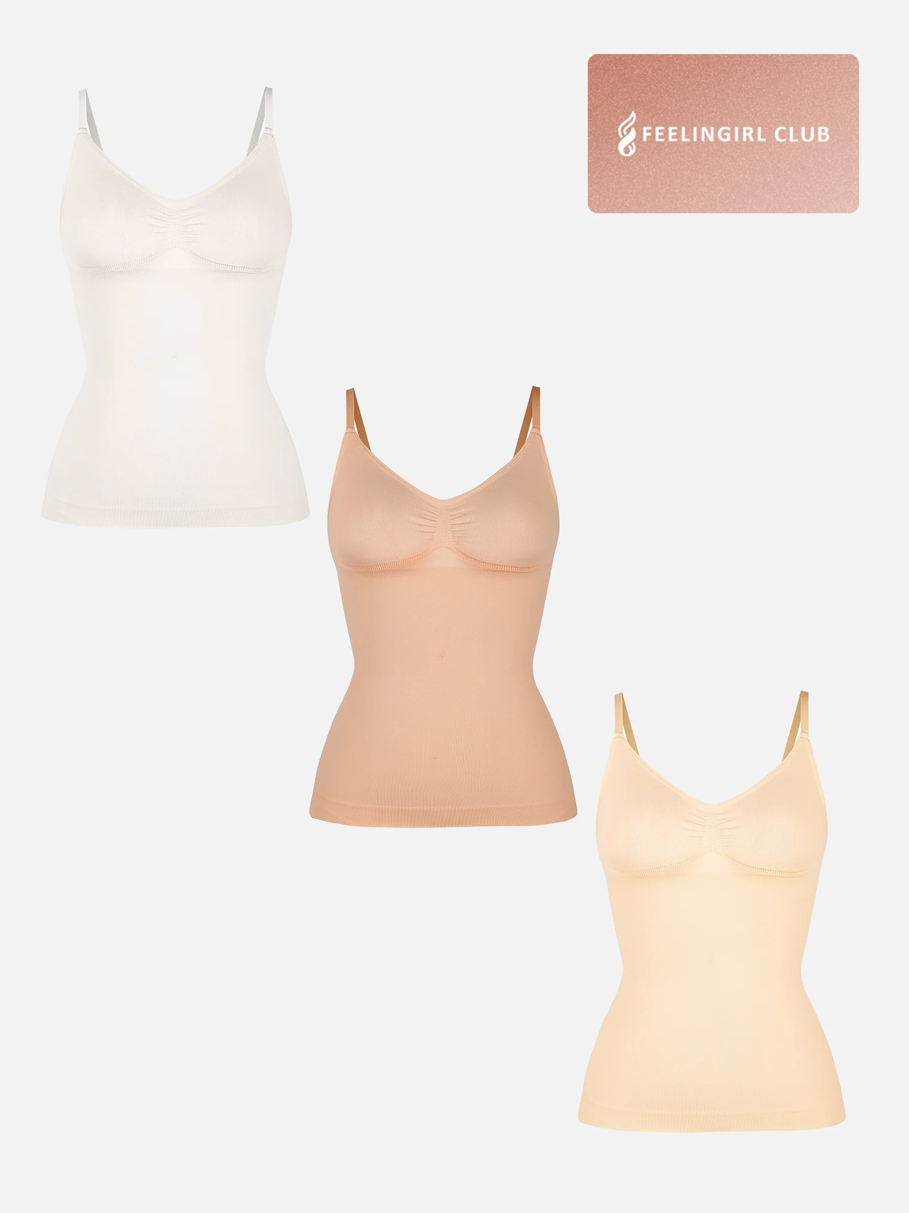 Feelingirl 3-Pack Bust Support and Waist Control Shape Tank Top Bundle - Image 38