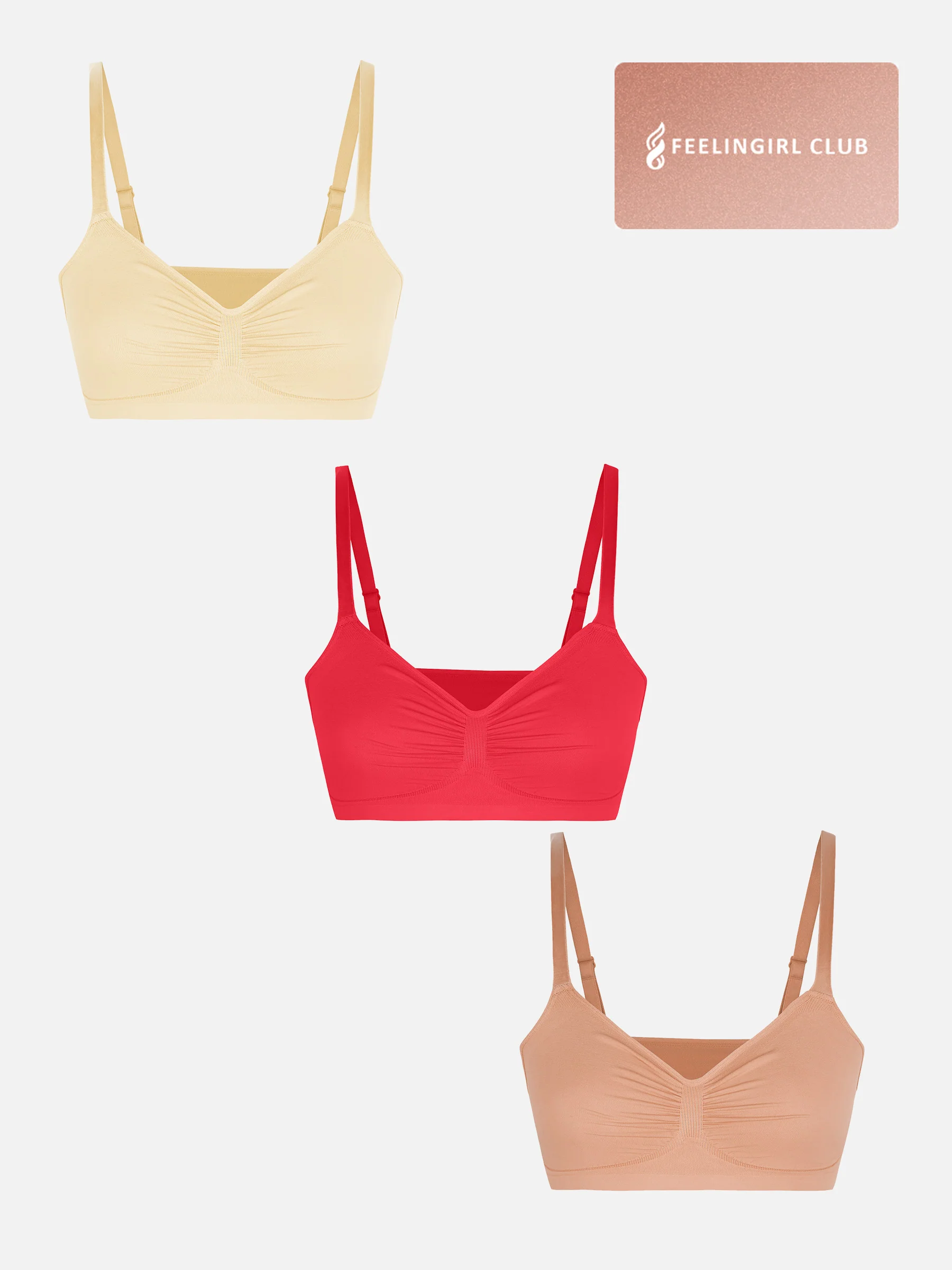 Feelingirl 3-Pack Seamless Smooth Wireless Bra Bundle - Image 58