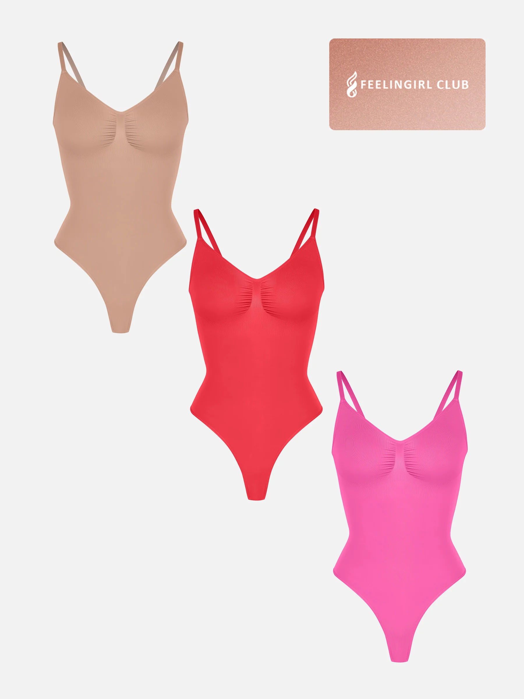 Feelingirl 3-Pack Tummy Control Seamless Bodysuit Bundle - Image 52