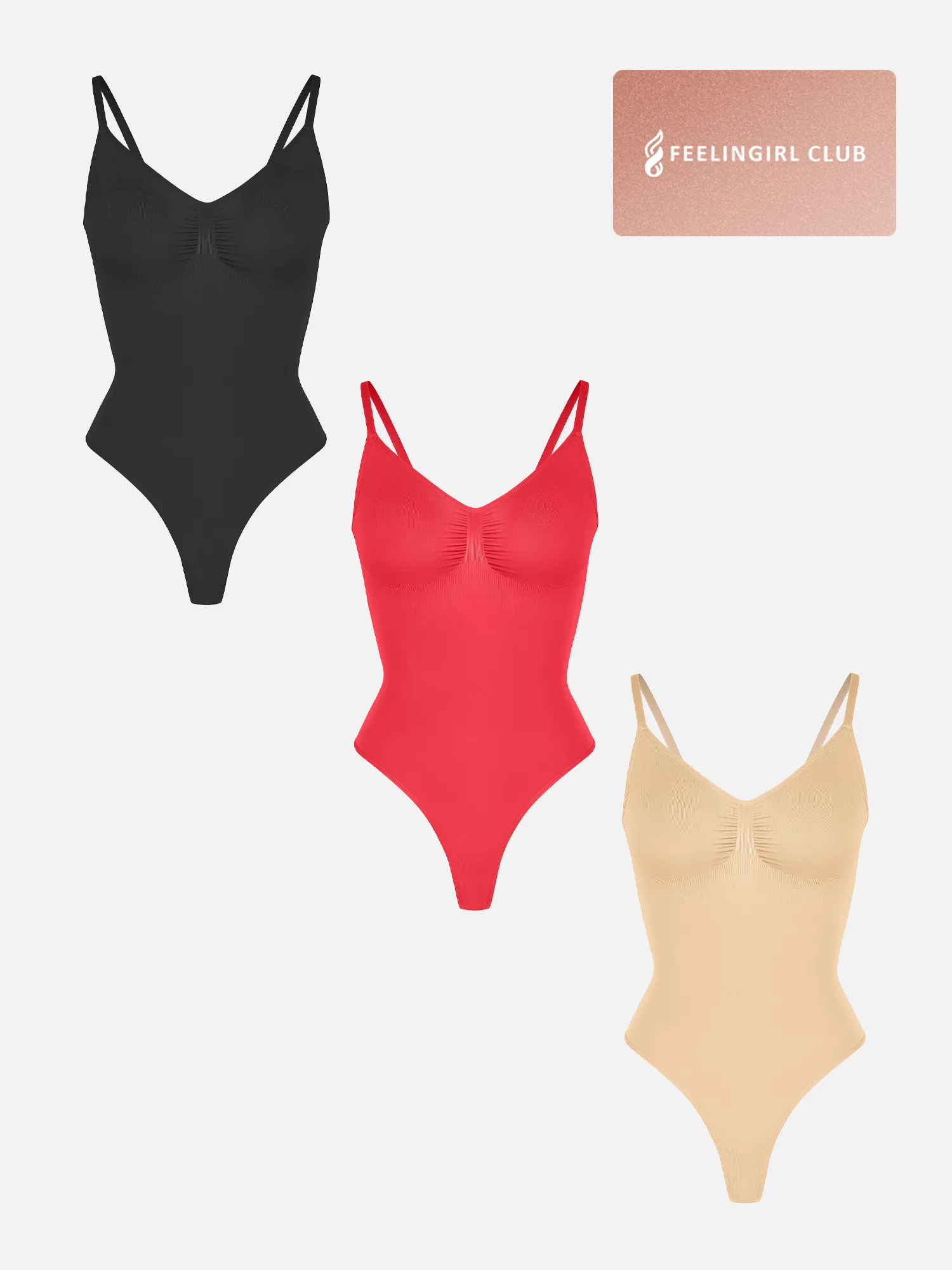 Feelingirl 3-Pack Tummy Control Seamless Bodysuit Bundle - Image 64