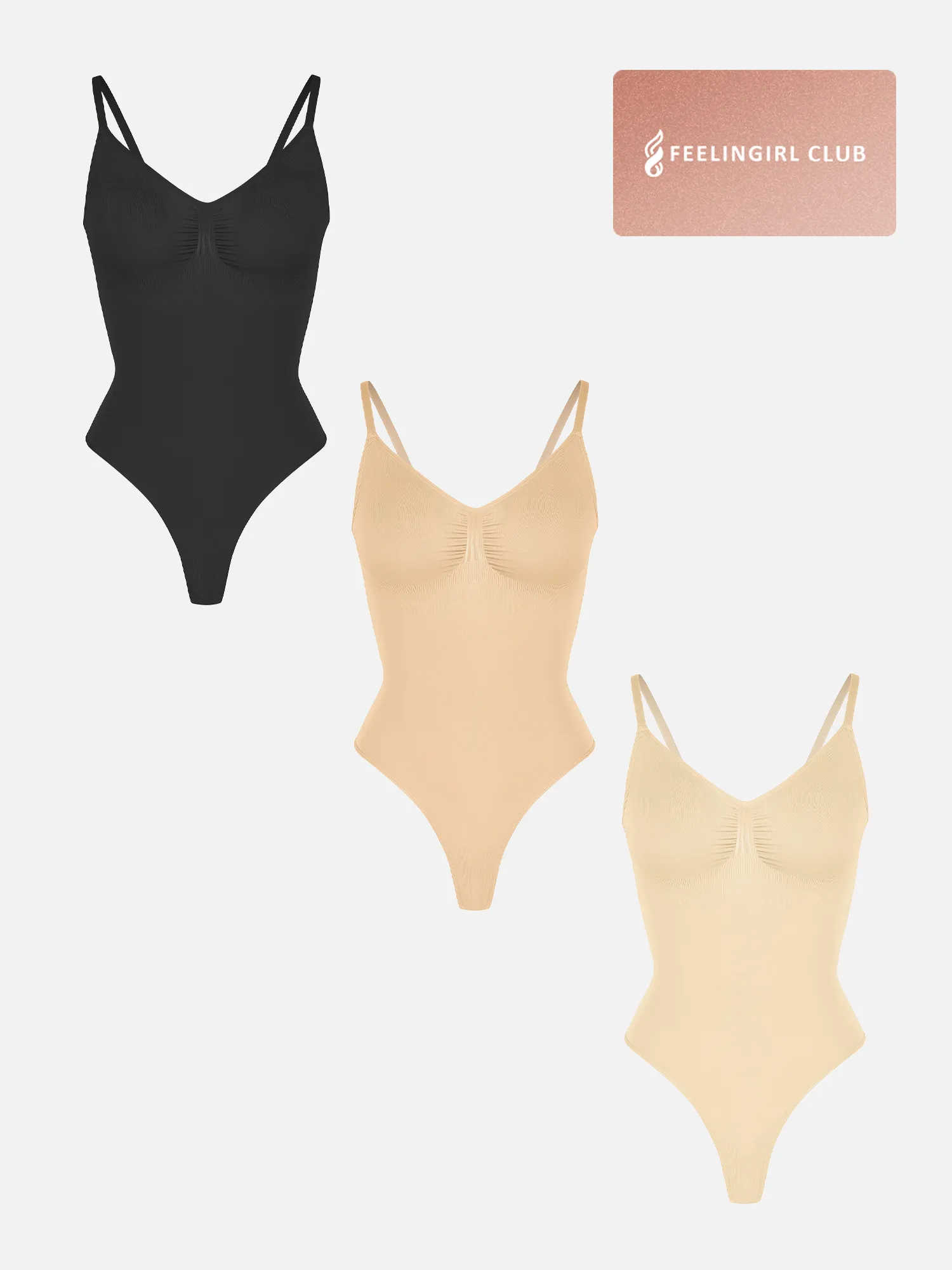 Feelingirl 3-Pack Tummy Control Seamless Bodysuit Bundle - Image 72