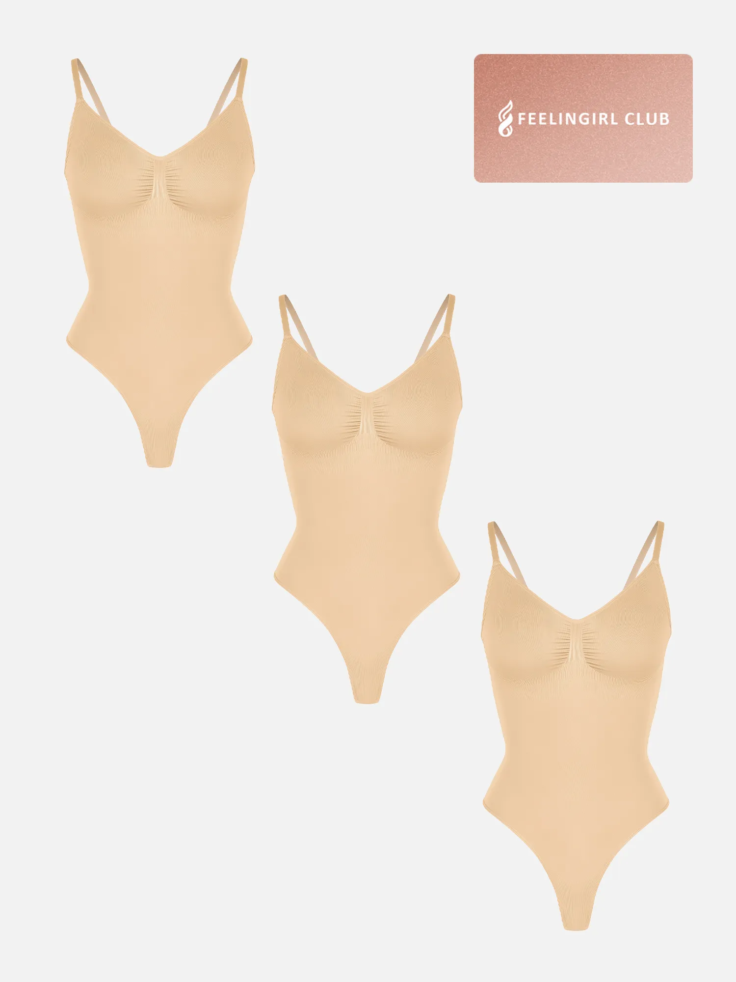 Feelingirl 3-Pack Tummy Control Seamless Bodysuit Bundle - Image 80