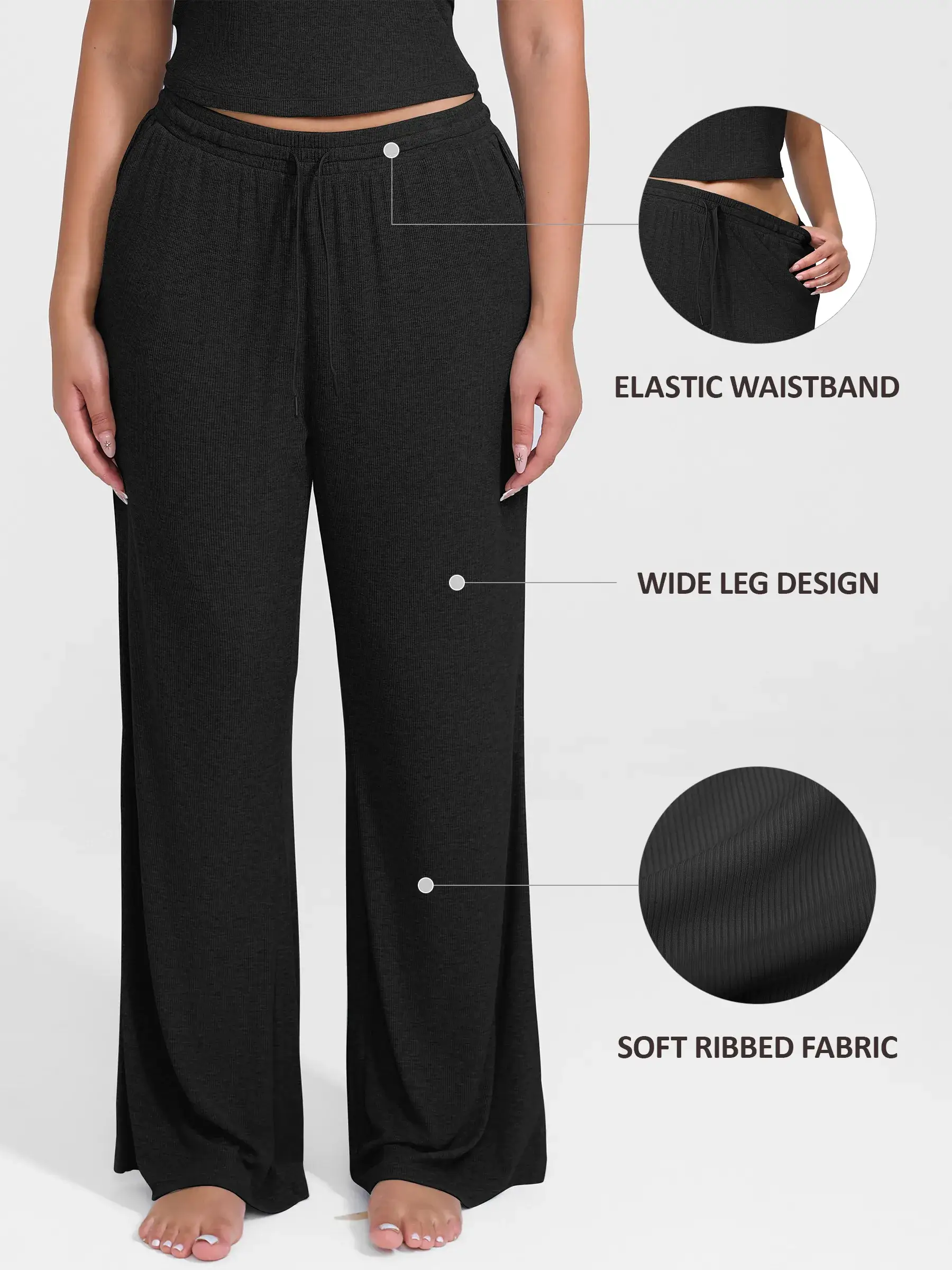 Feelingirl Breathable Ribbed Loungewear Pants - Image 4