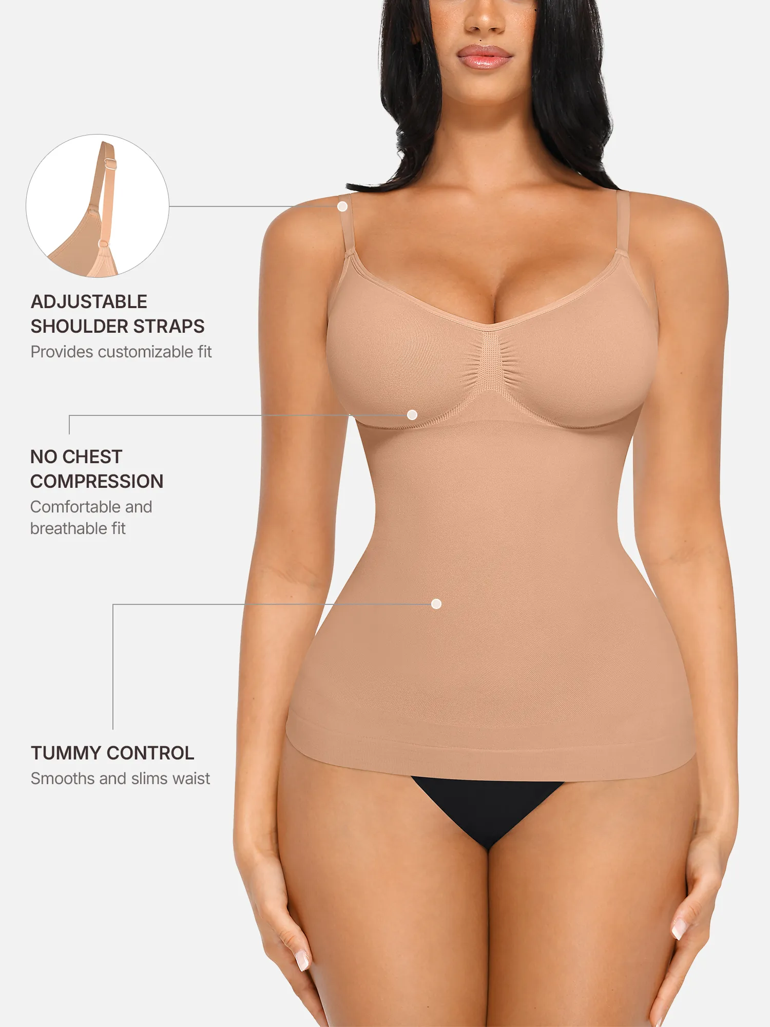 Feelingirl Bust Support Waist and Abdomen Control Shape Tank Top Vest - Image 3