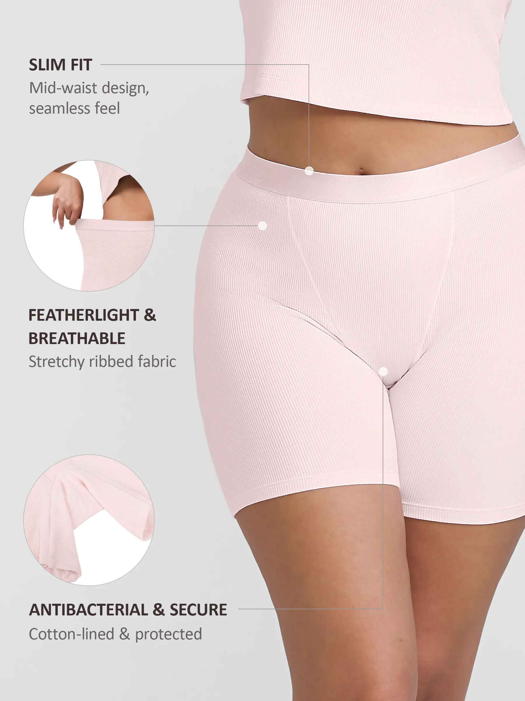 Feelingirl Comfortable Stretchy Mid-Waist Boxer Shorts - Image 3
