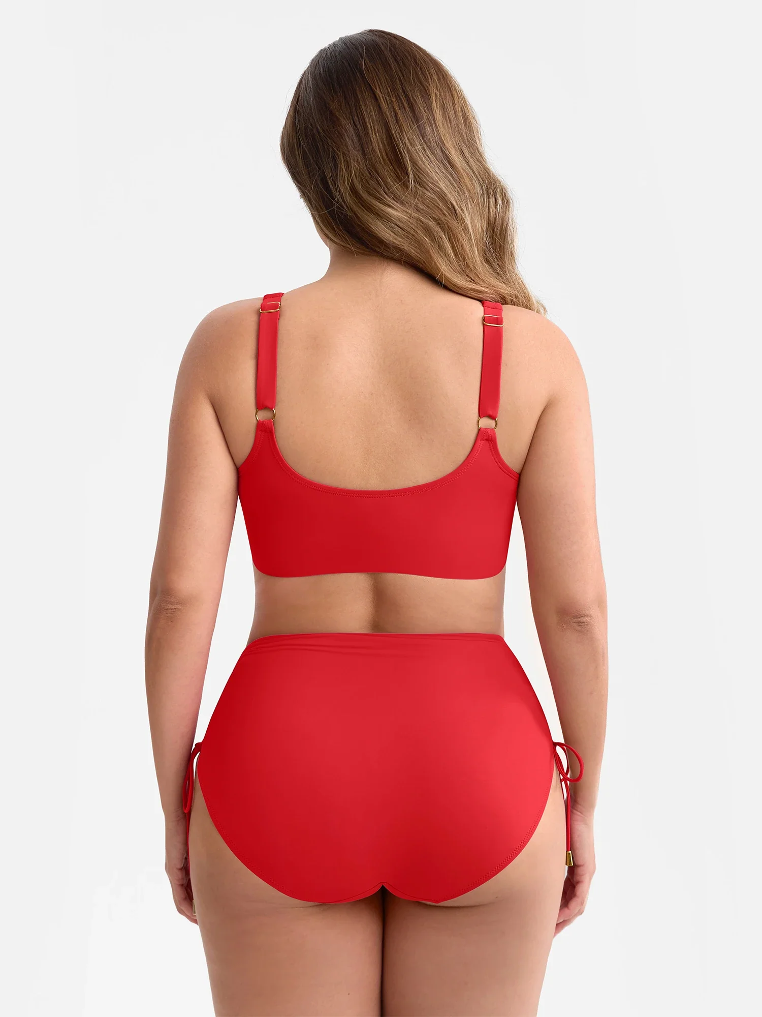 Feelingirl Deep V Metal Ring Drawstring Removable Pads Swimsuit - Image 13
