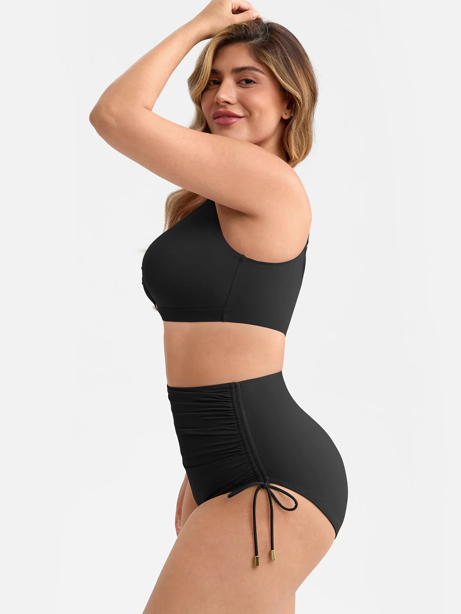Feelingirl Deep V Metal Ring Drawstring Removable Pads Swimsuit - Image 16