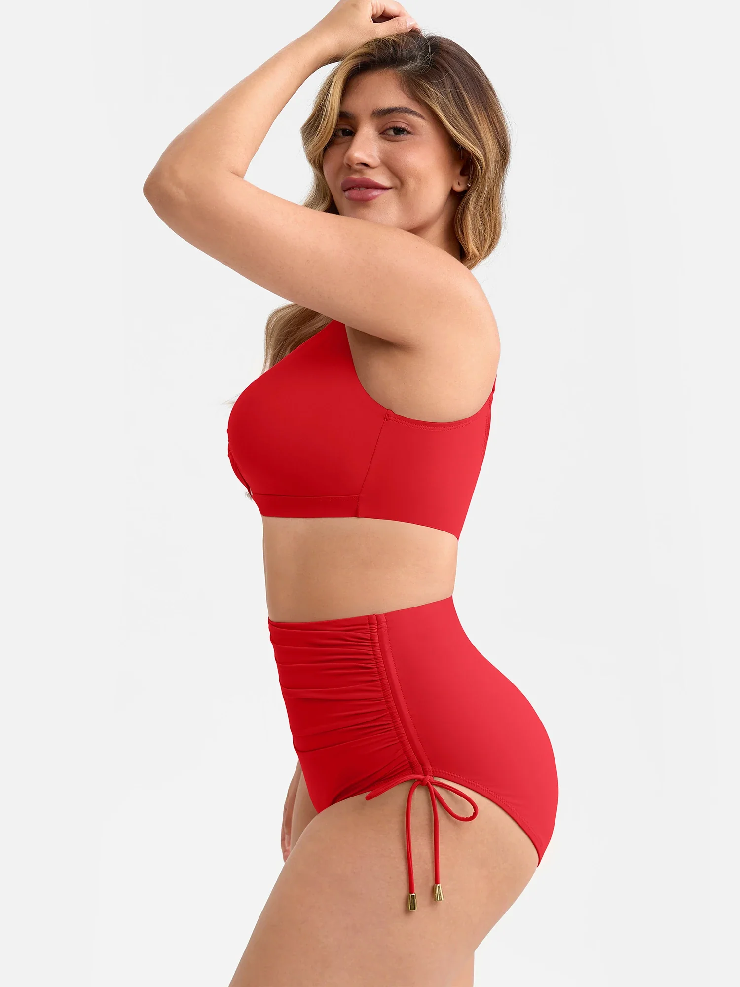 Feelingirl Deep V Metal Ring Drawstring Removable Pads Swimsuit - Image 9