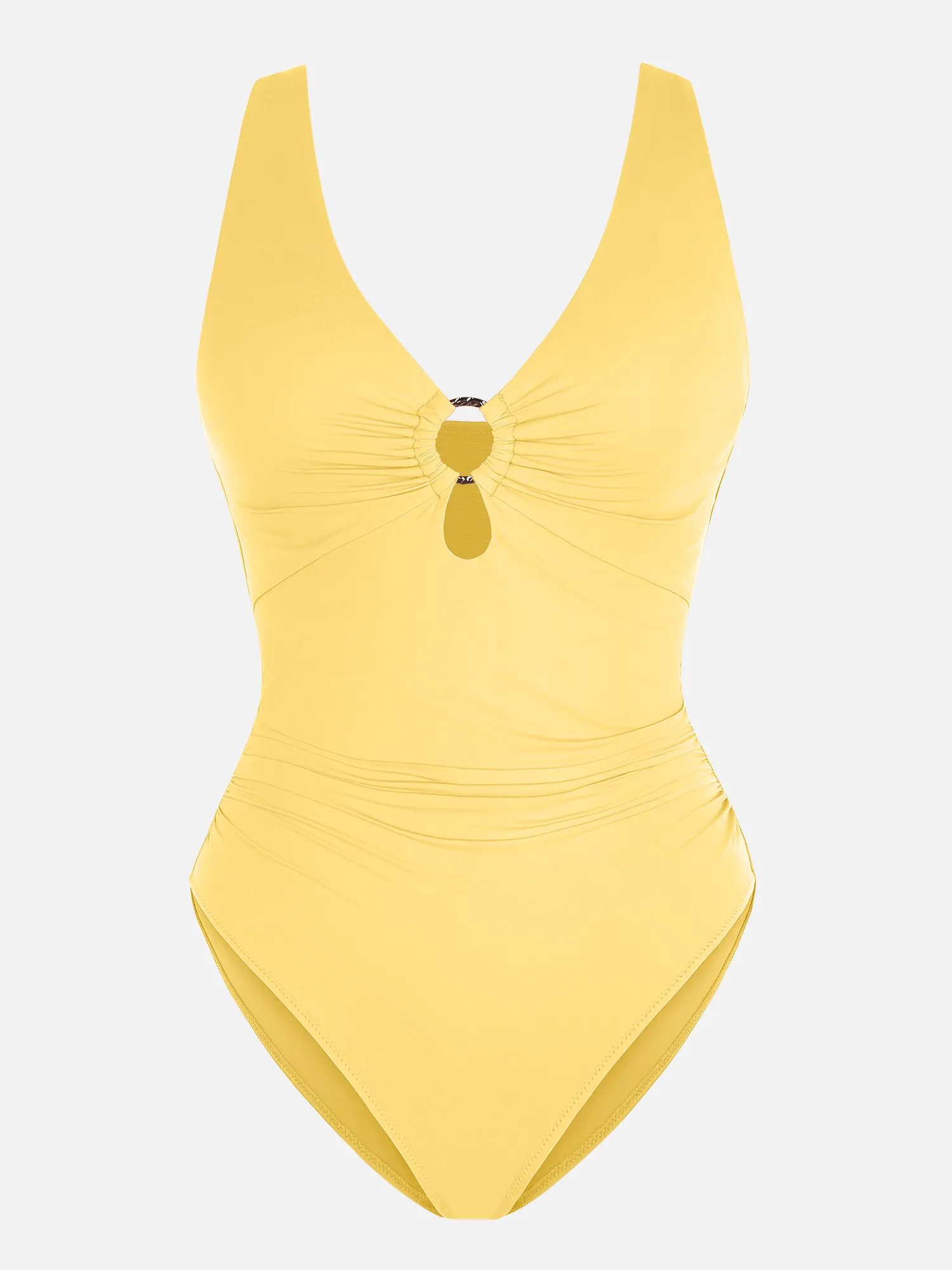 Feelingirl Deep V Metal Ring Ruched Sculpting Swimsuit - Image 17