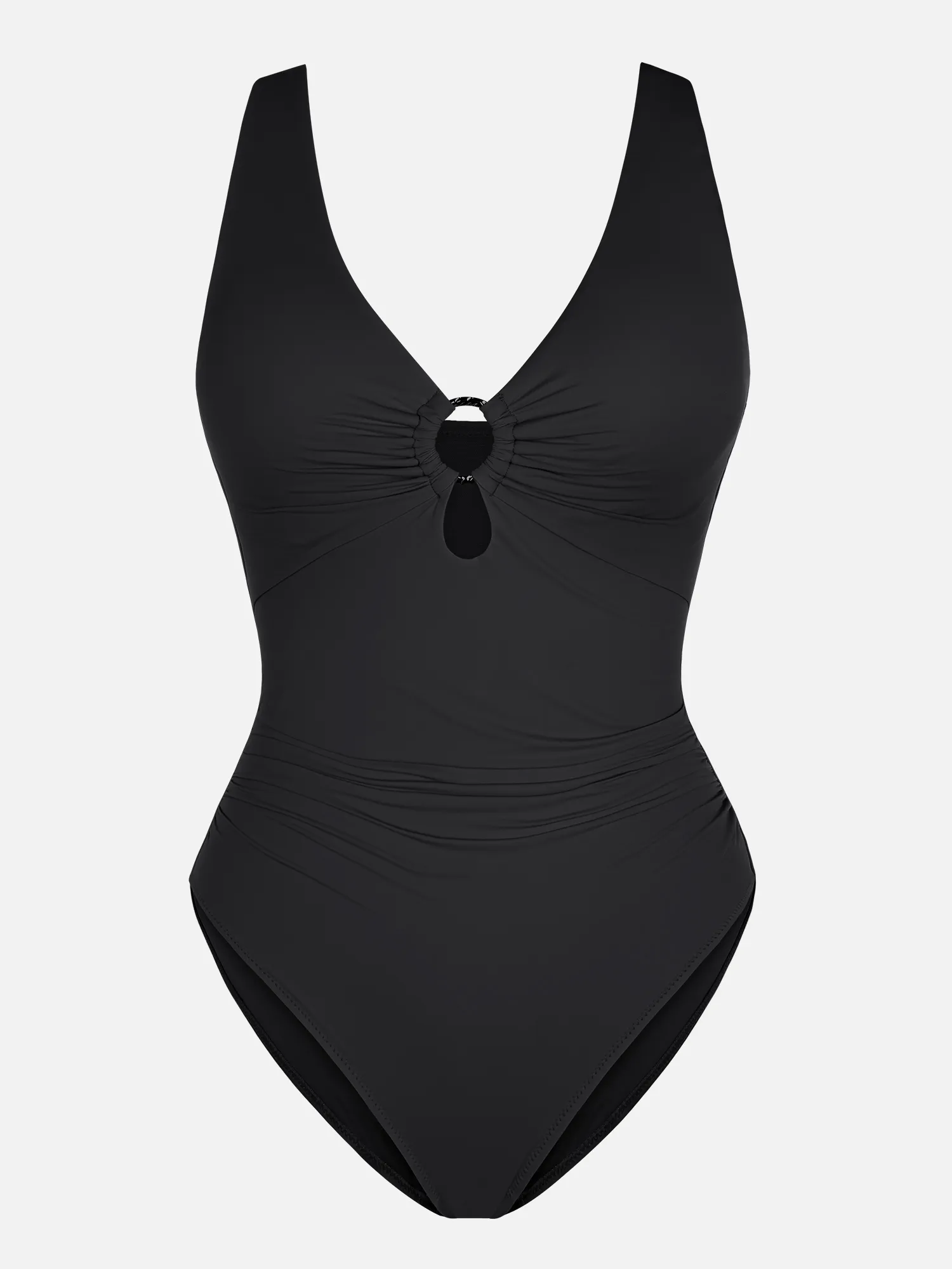 Feelingirl Deep V Metal Ring Ruched Sculpting Swimsuit - Image 26