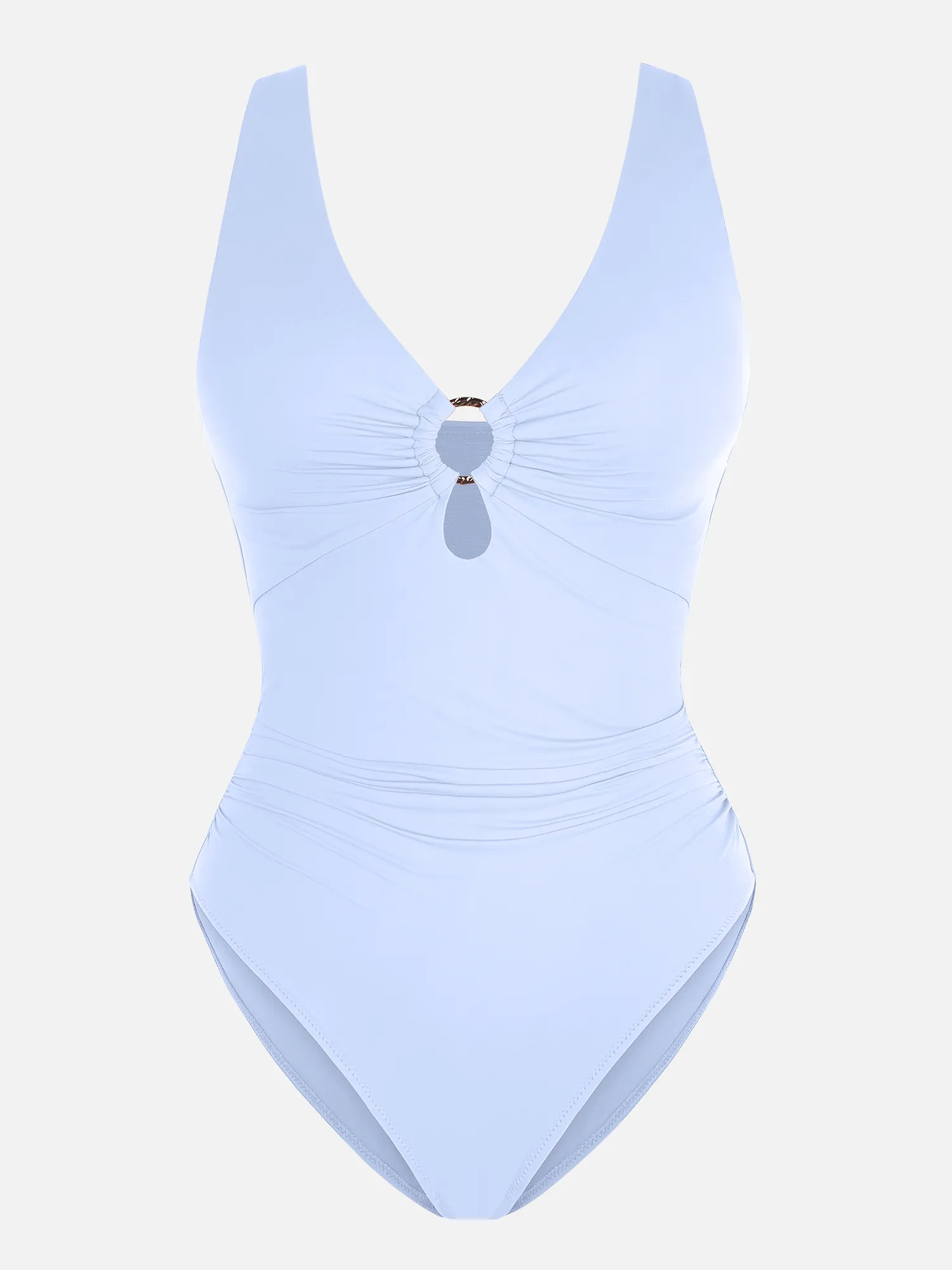 Feelingirl Deep V Metal Ring Ruched Sculpting Swimsuit - Image 35