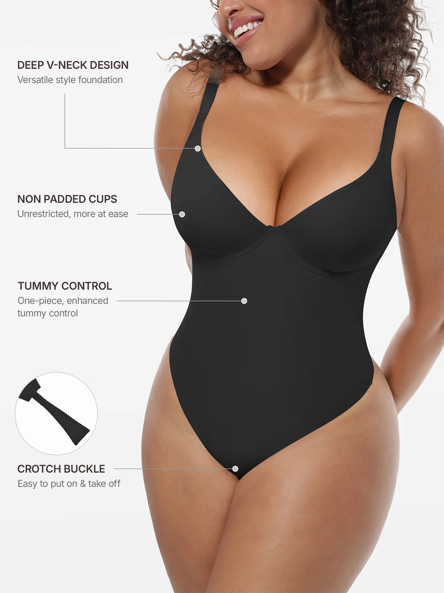 Feelingirl Deep V-Neck Shapewear Bodysuit - Image 2