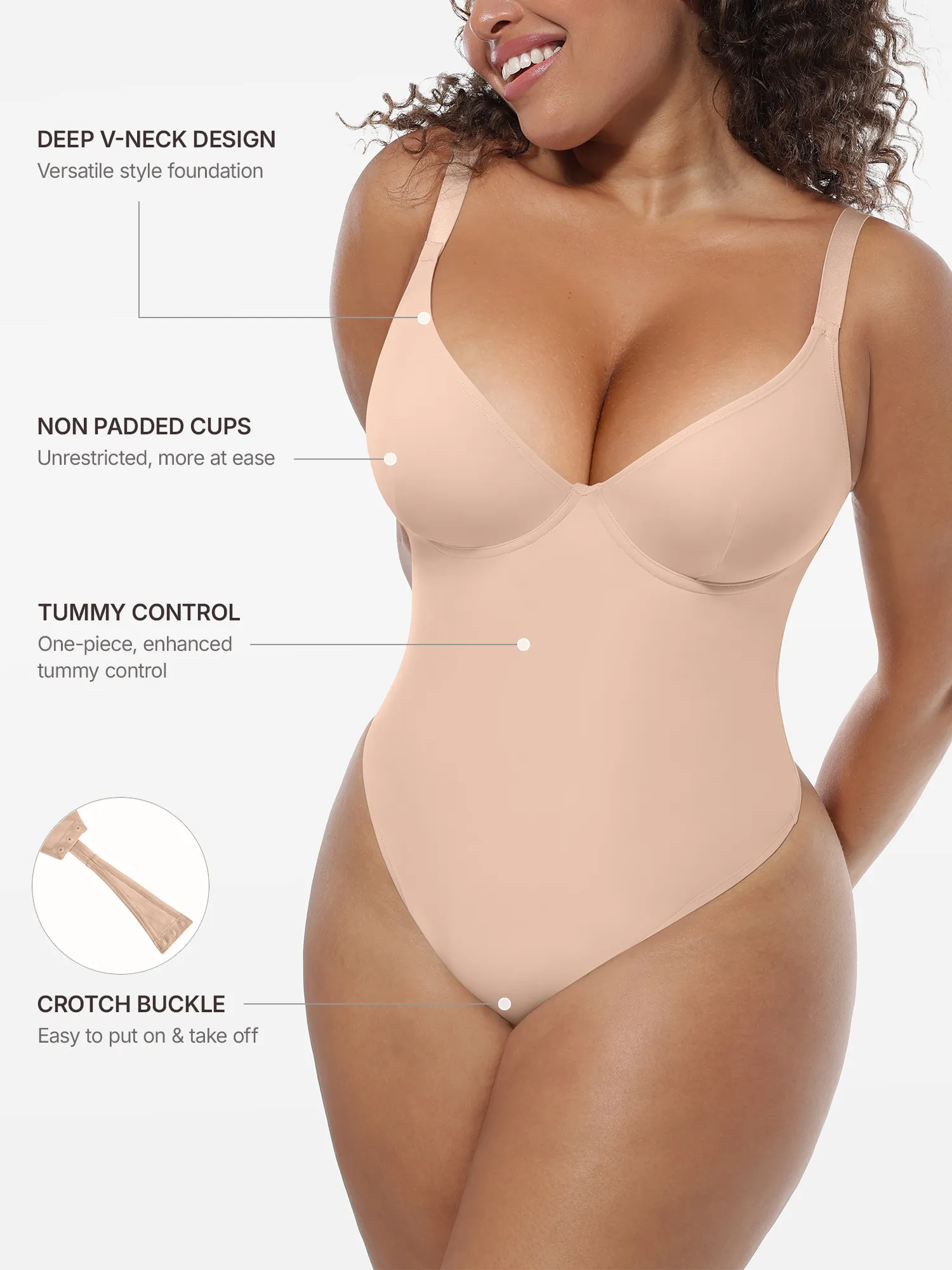 Feelingirl Deep V-Neck Shapewear Bodysuit - Image 44