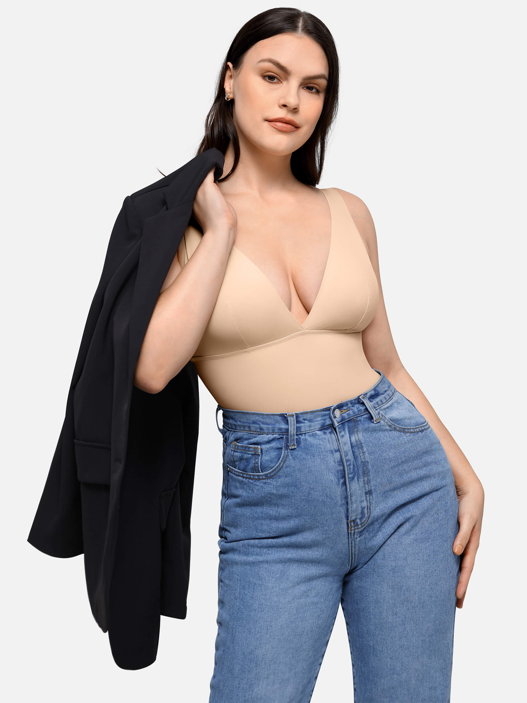 Feelingirl Deep V-Neck Tank Seamless Smoothing Bodysuit - Image 6