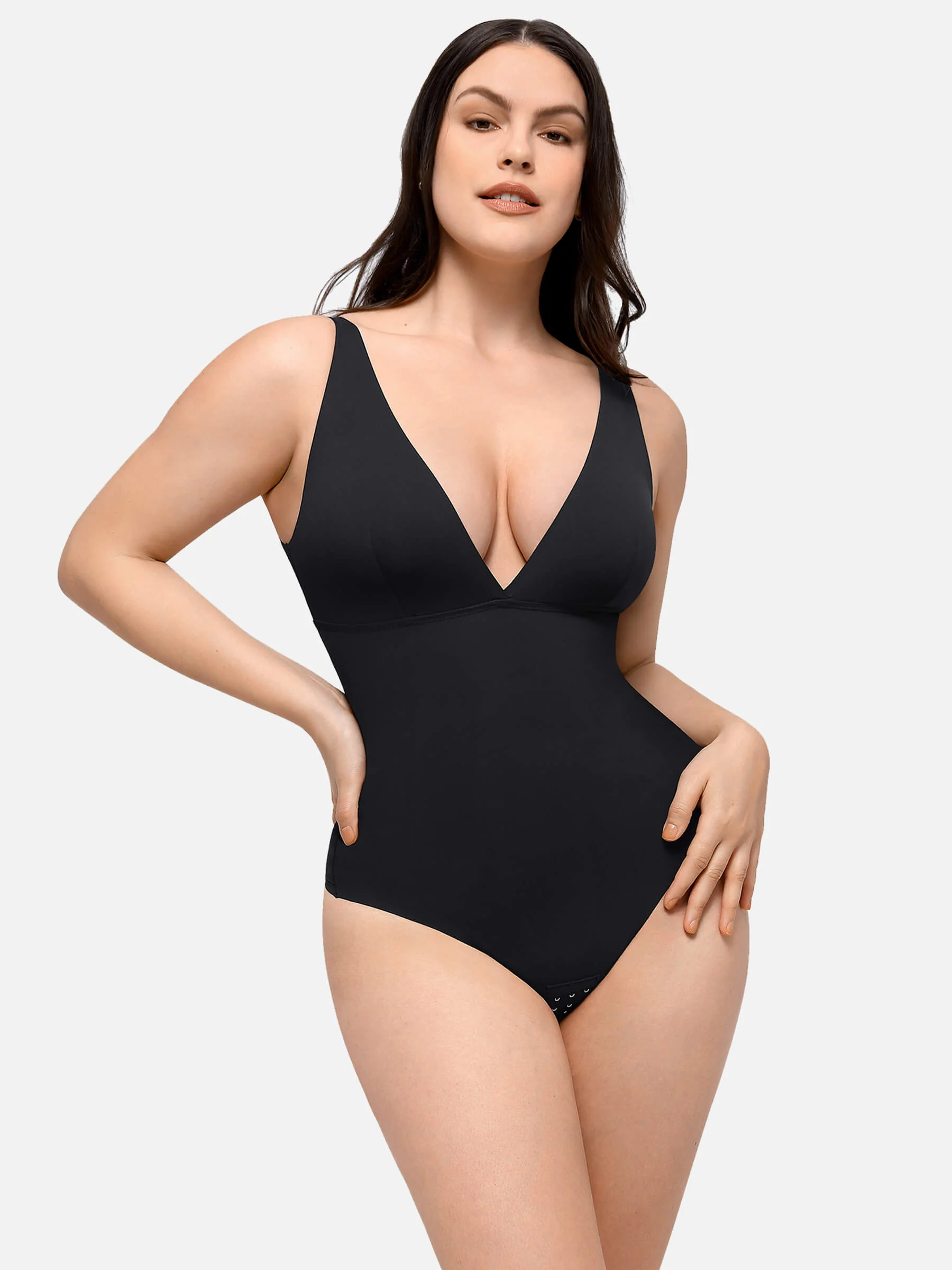 Feelingirl Deep V-Neck Tank Seamless Smoothing Bodysuit - Image 7