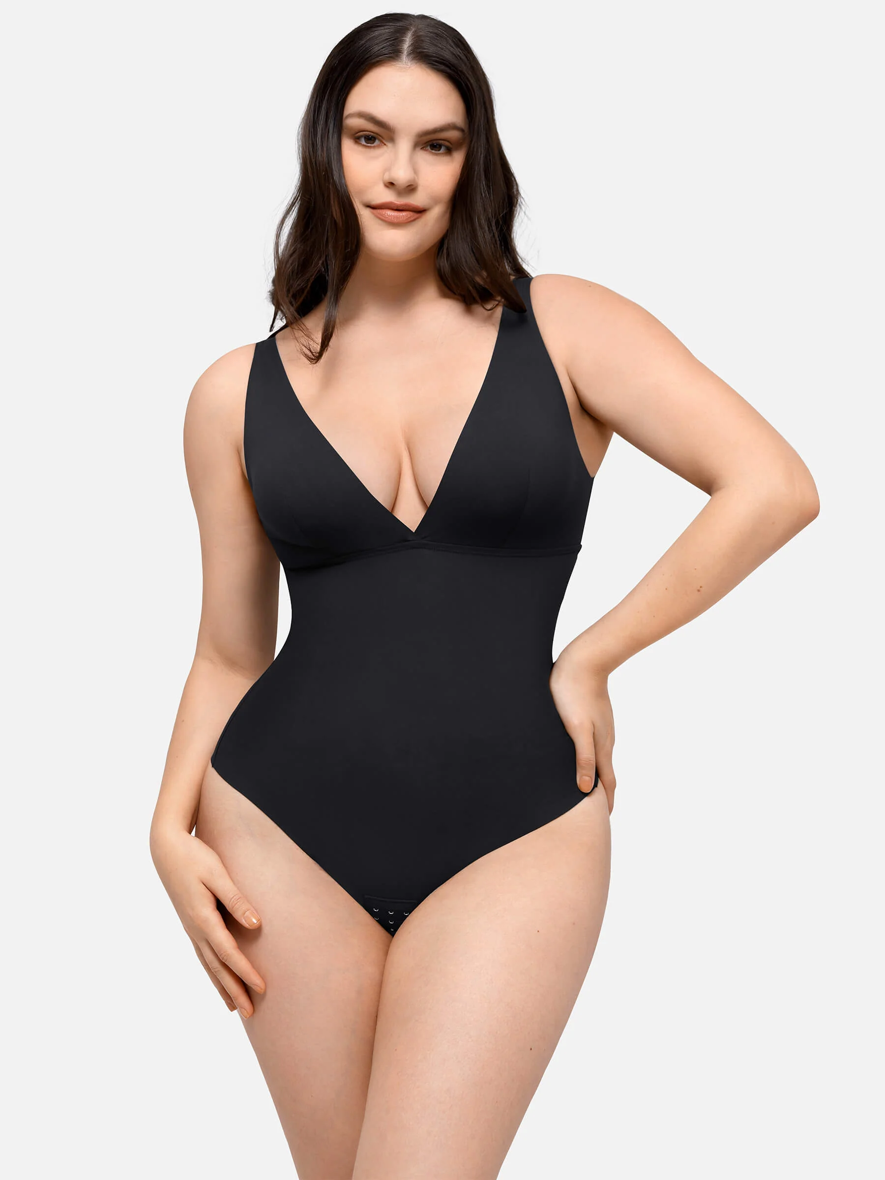 Feelingirl Deep V-Neck Tank Seamless Smoothing Bodysuit - Image 9