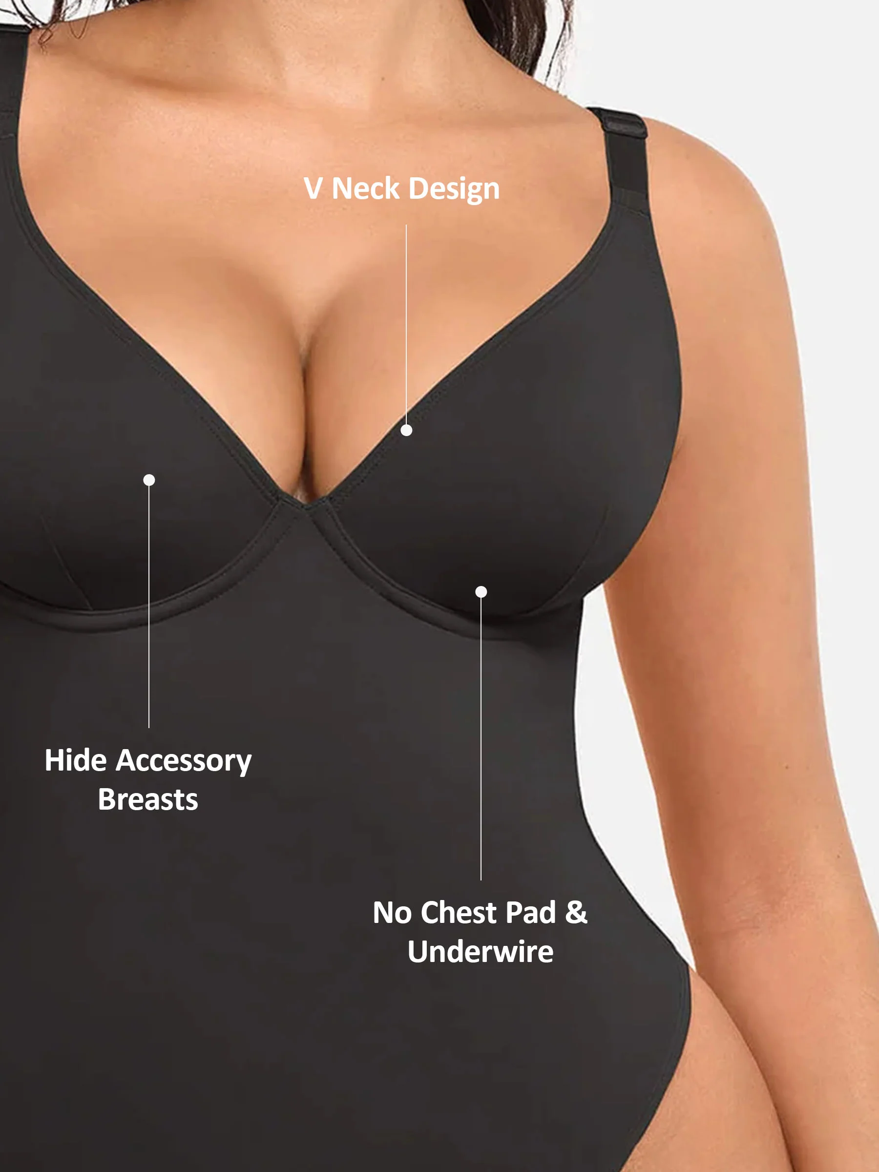 Feelingirl V Neck Tummy Control Shaping Bodysuit - Image 5
