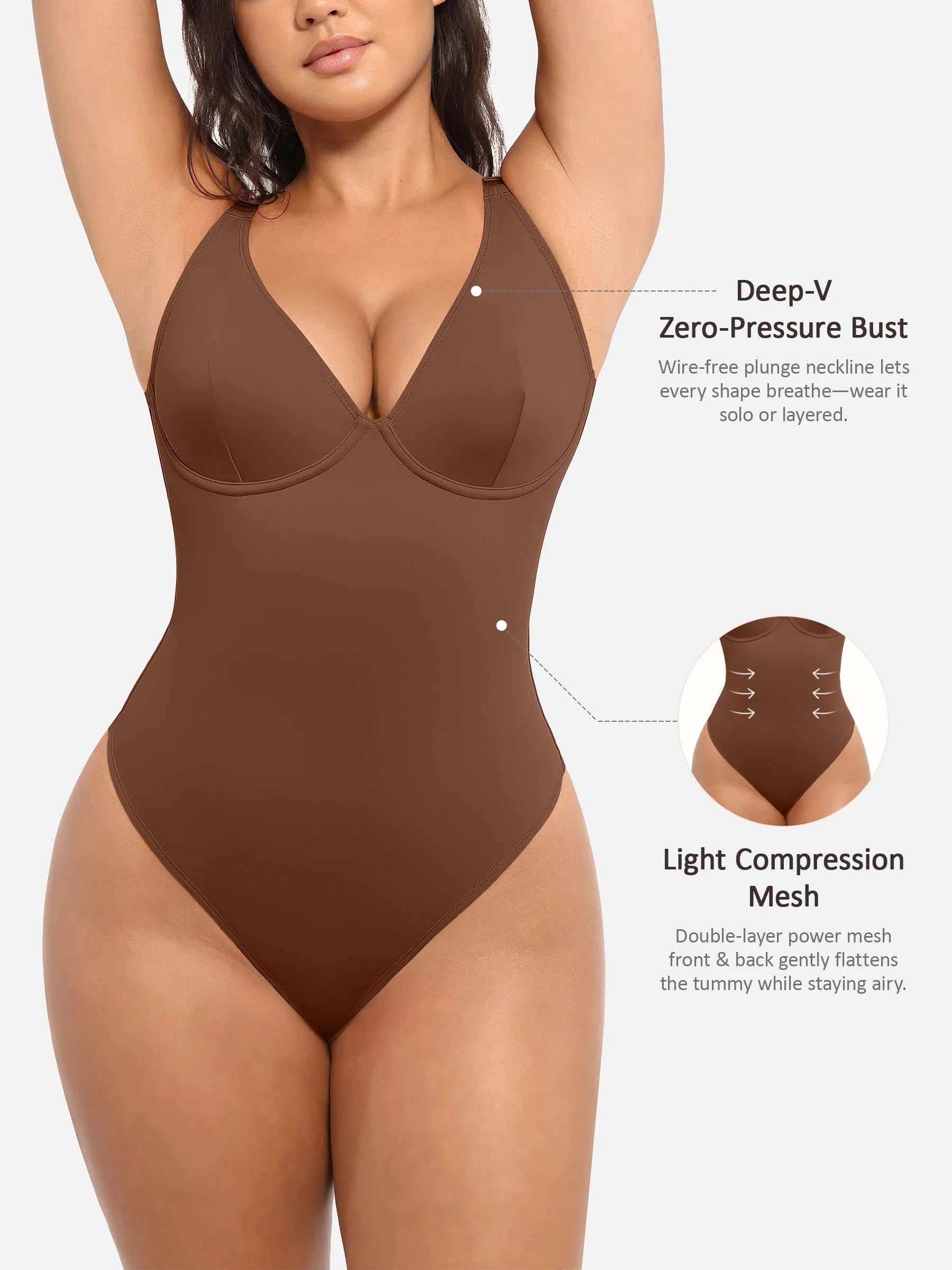 Feelingirl Deep V Neck Tummy Control Shapewear Bodysuit - Image 20