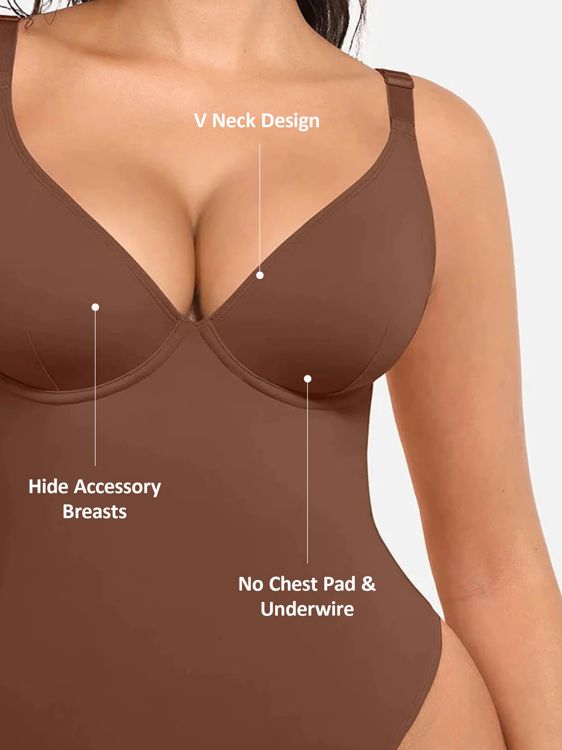 Feelingirl V Neck Tummy Control Shaping Bodysuit - Image 13