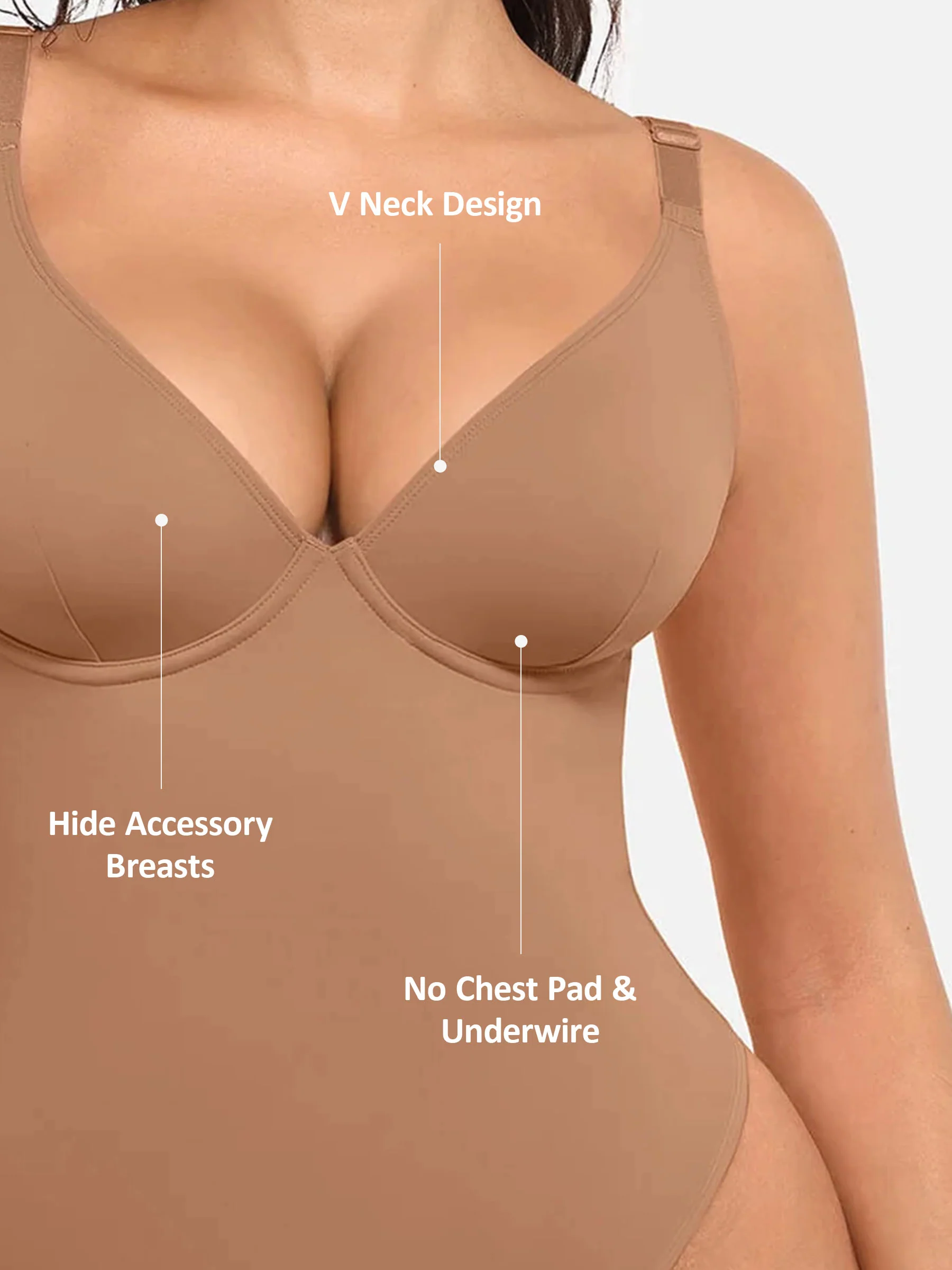 Feelingirl V Neck Tummy Control Bodysuit - Image 21