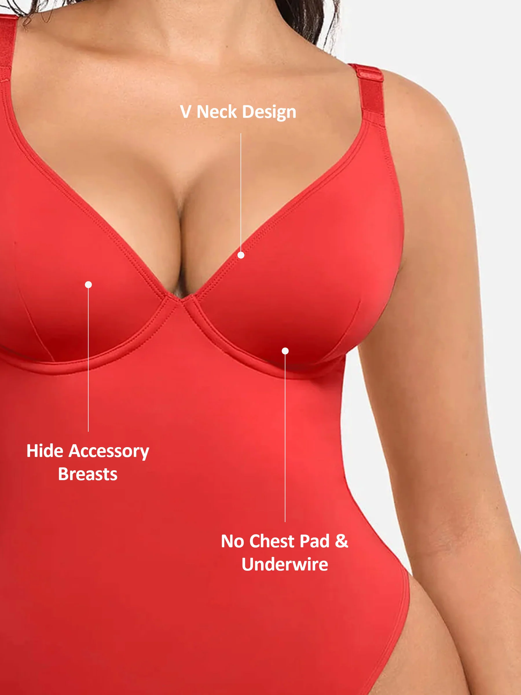 Feelingirl V Neck Tummy Control Bodysuit - Image 37