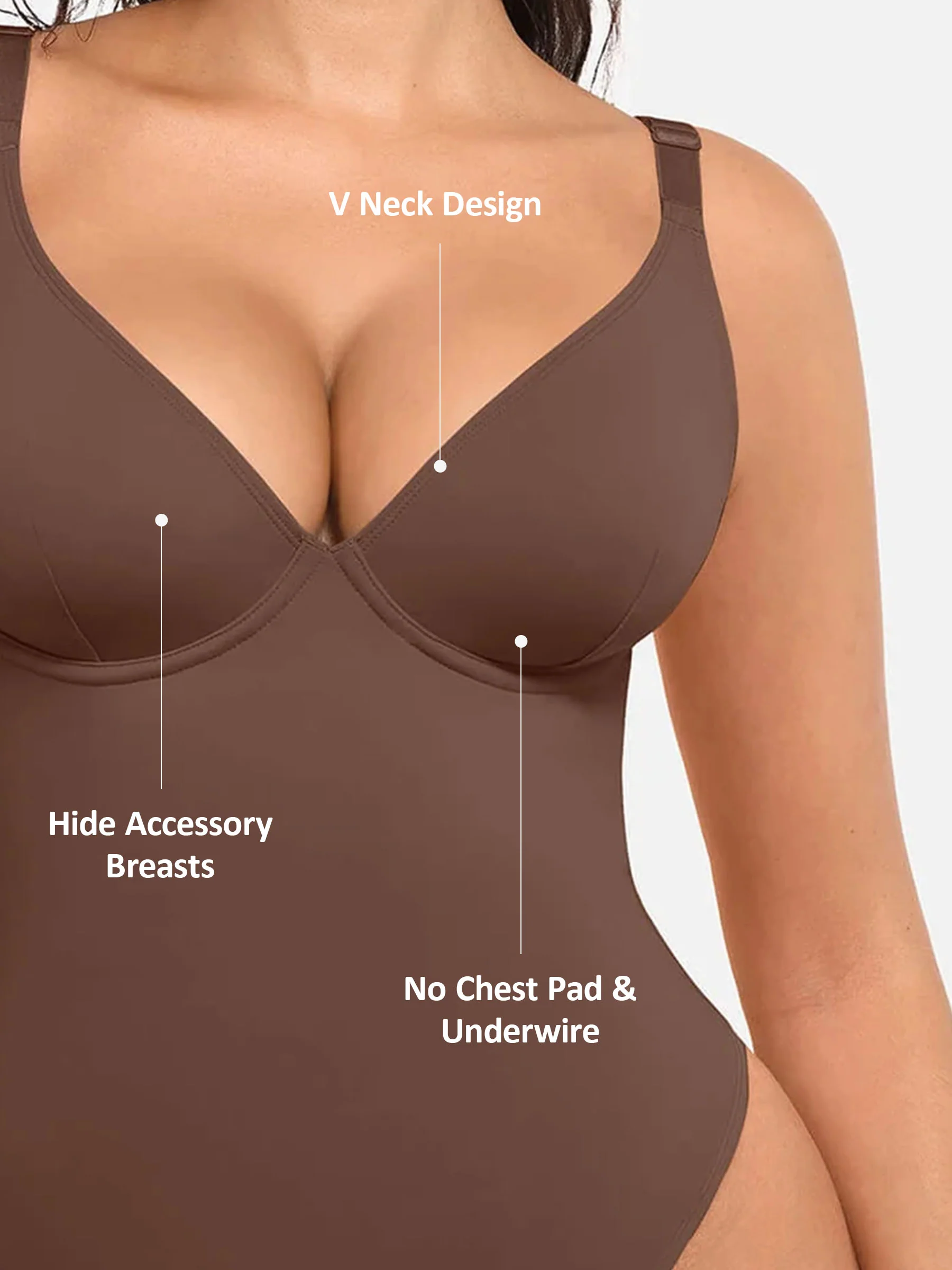 Feelingirl V Neck Tummy Control Bodysuit - Image 29
