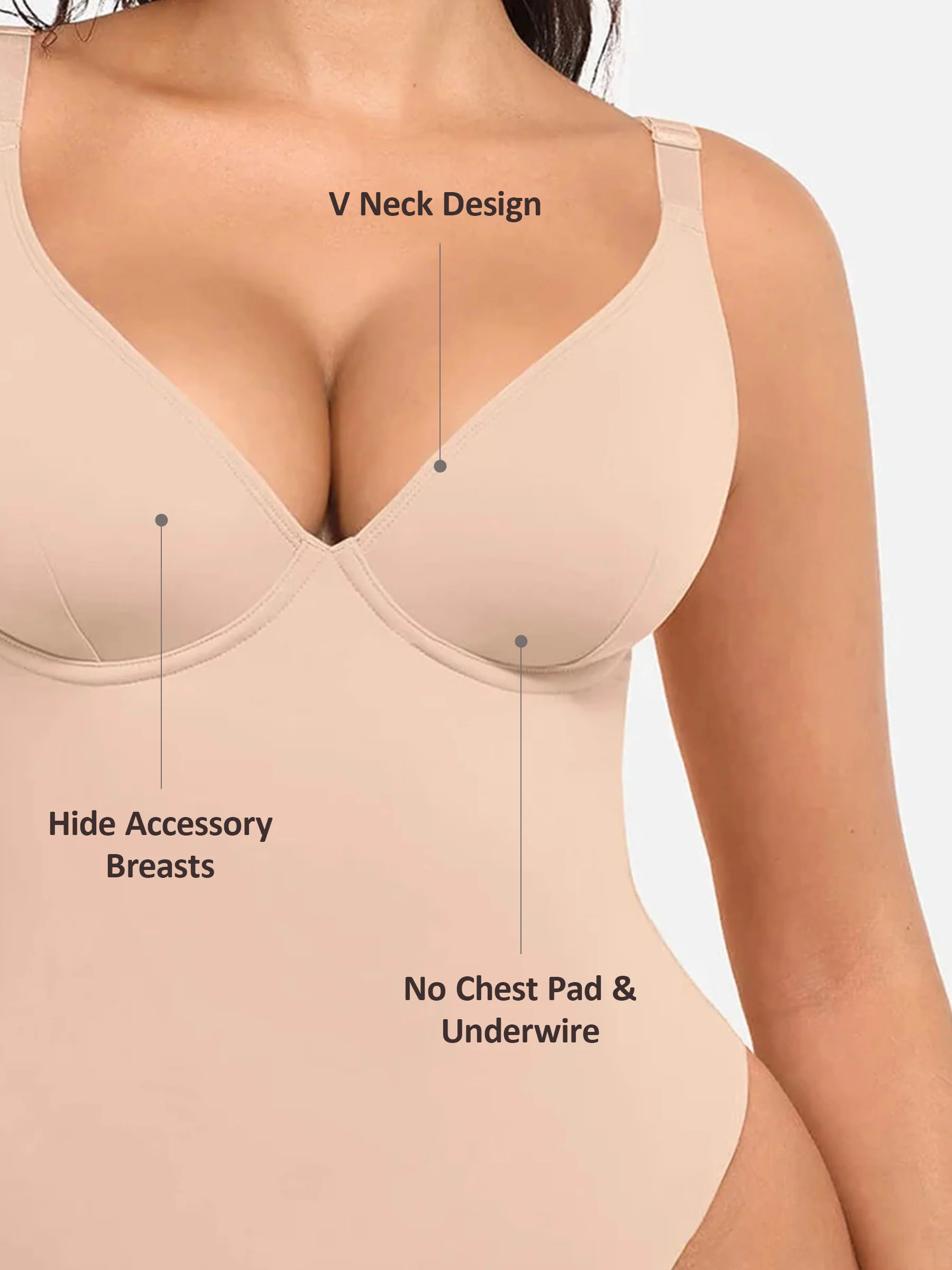 Feelingirl V Neck Tummy Control Bodysuit - Image 45
