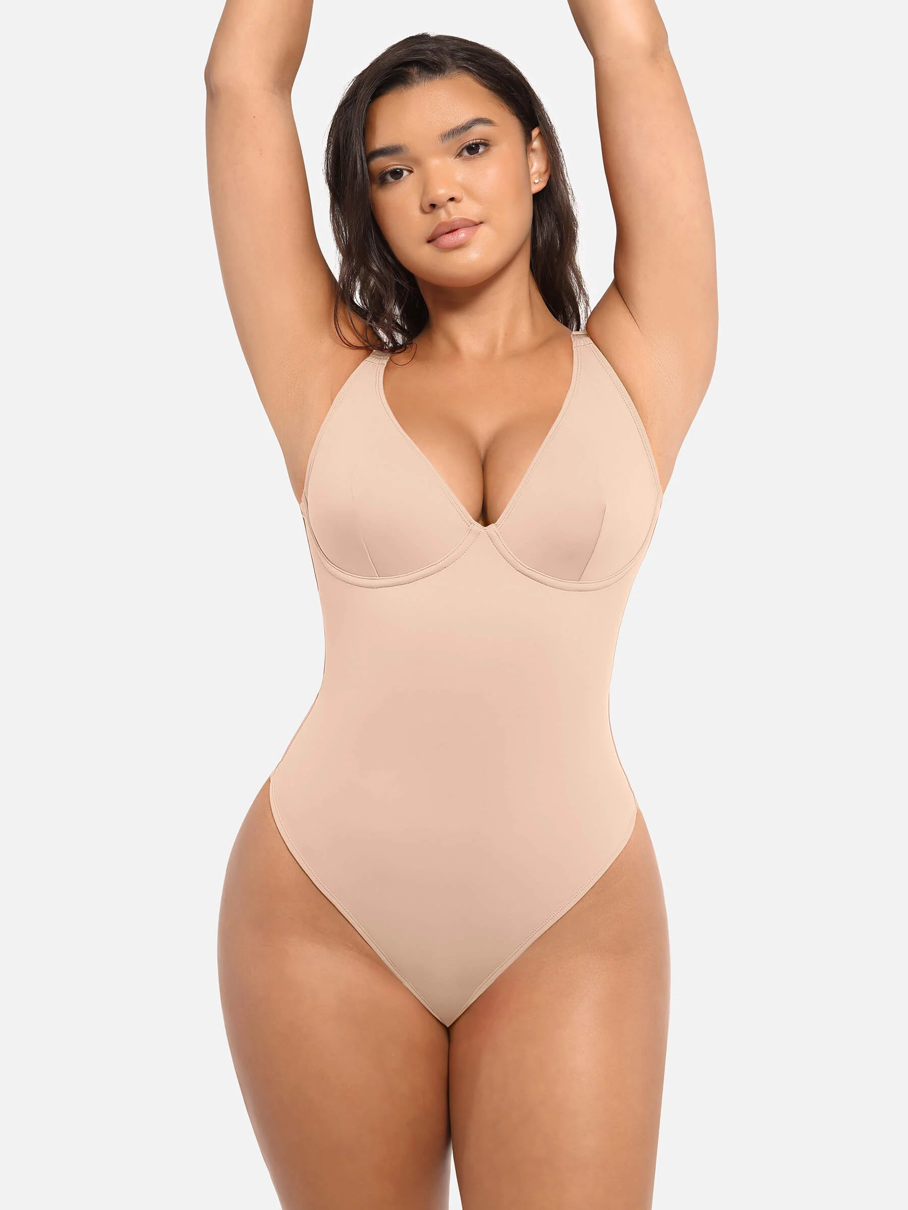 Feelingirl V Neck Tummy Control Bodysuit - Image 47