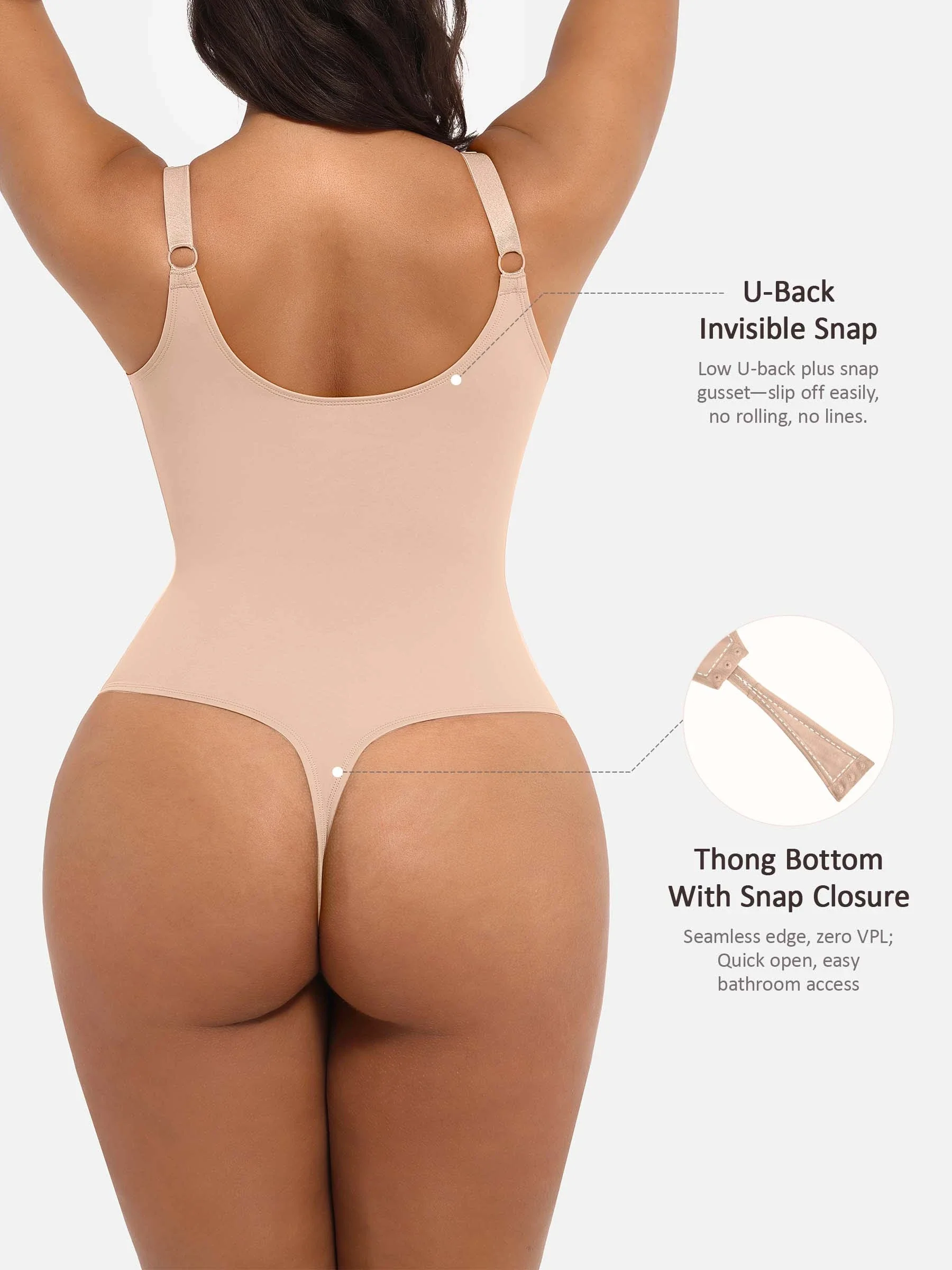 Feelingirl Deep V Neck Tummy Control Shapewear Bodysuit - Image 48