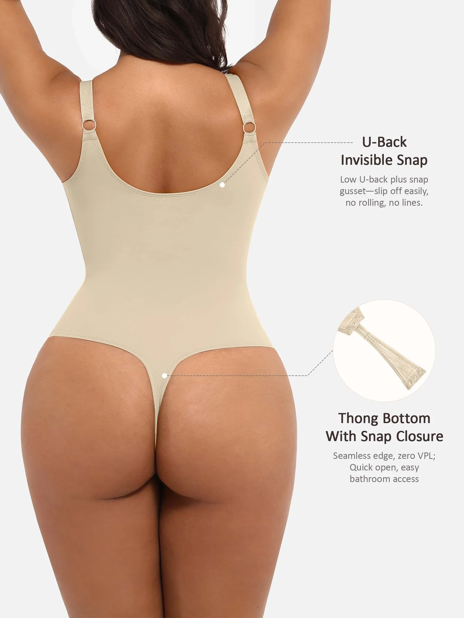 Feelingirl Deep V Neck Tummy Control Shapewear Bodysuit - Image 64